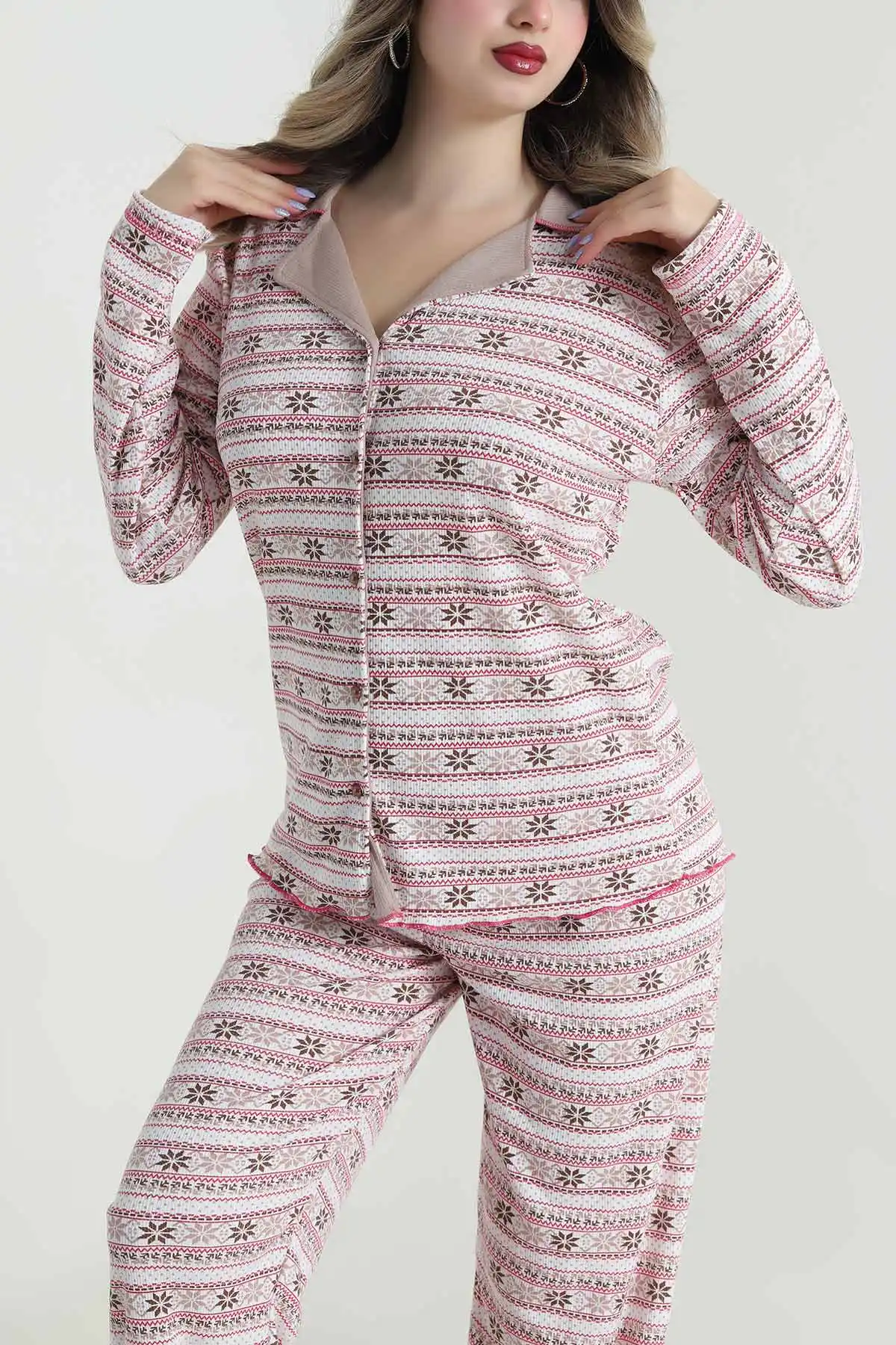 Renkli Düğmeli Berlin Kadın Pijama Takımı 494682