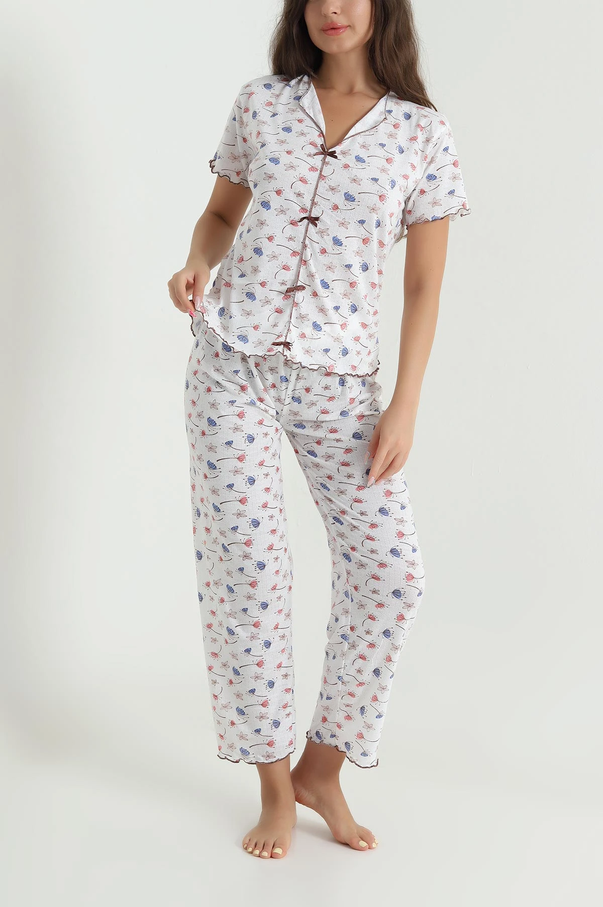 Renkli Fiyonk Detay Kadın Pijama Takımı 467258