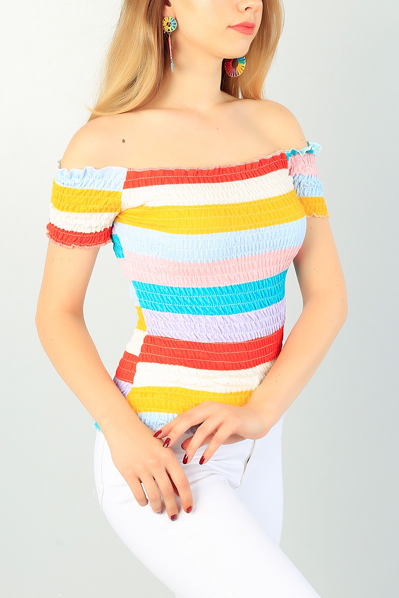 Renkli Gipeli Tasarım Madonna Bluz 71709