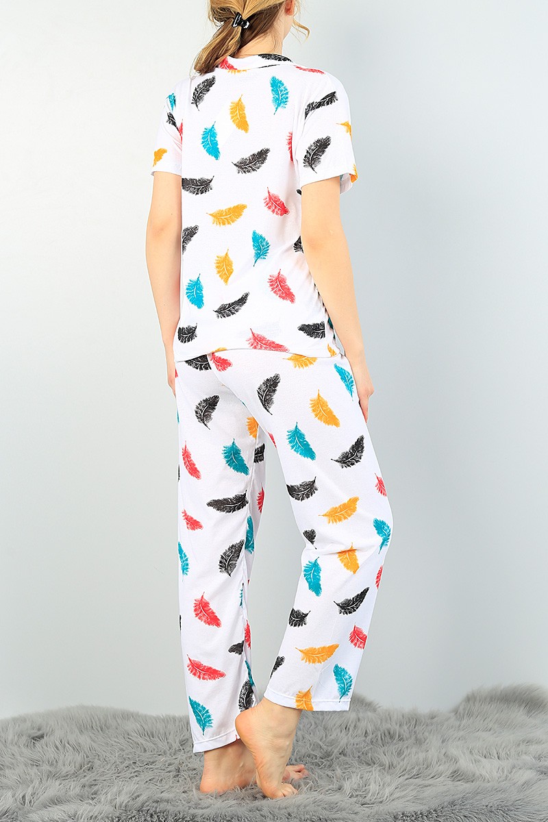 Renkli Komple Baskılı Bayan Pijama Takımı 62961