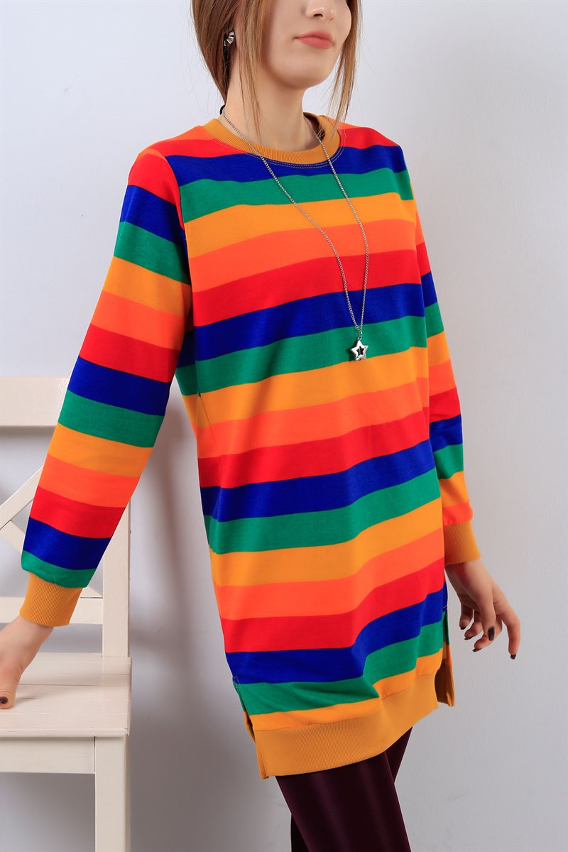 Renkli Likralı Bayan Sweat 19030B