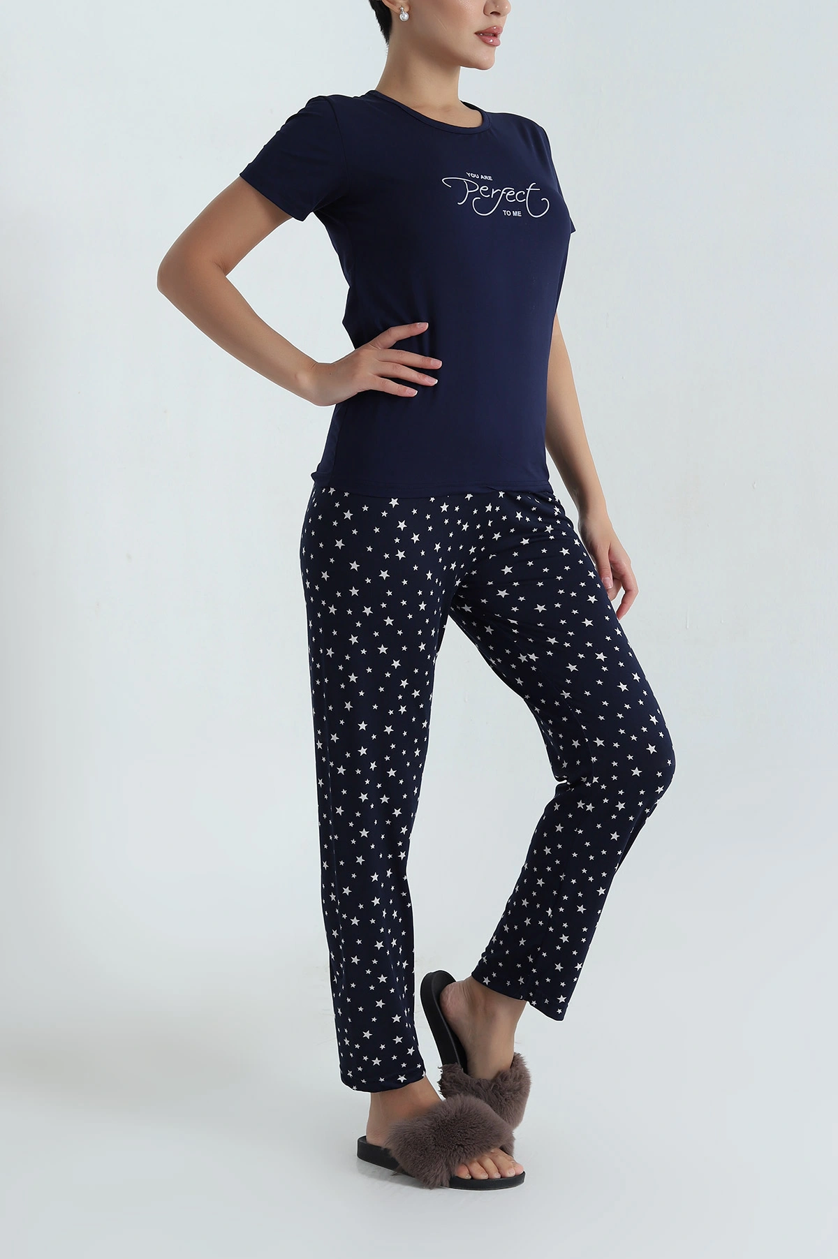 Limissi Viskon Desenli Kadın Pijama Takımı