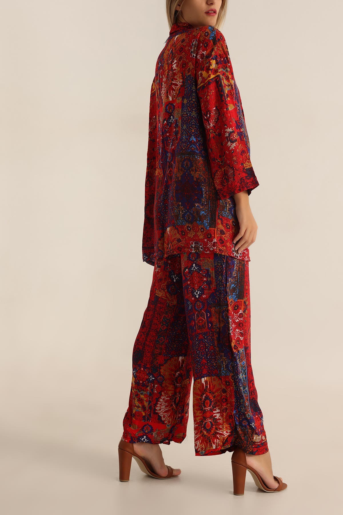 Renkli Pantolon Kimono Dokuma İkili Takım 196948
