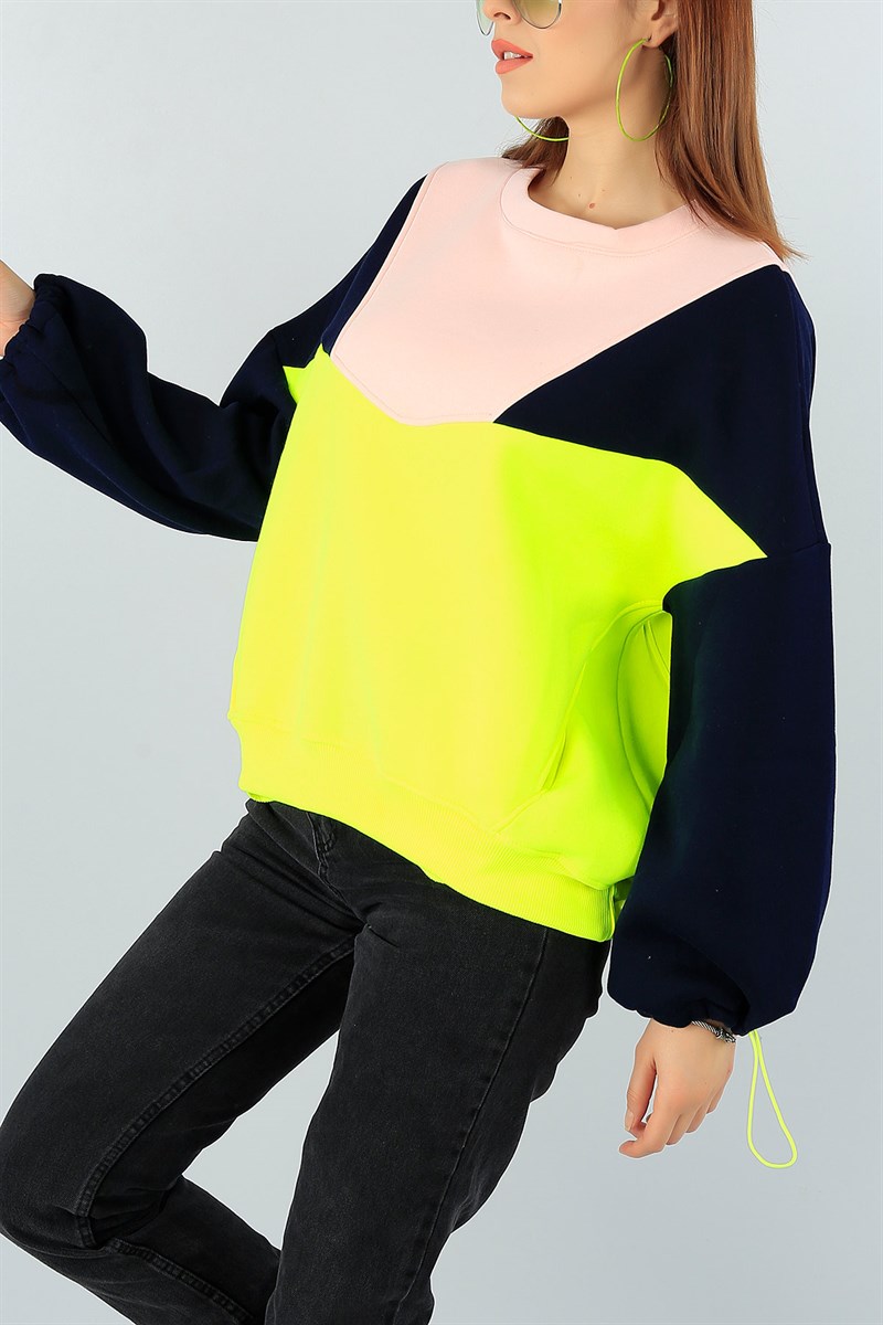 Renkli Şardonlu Bayan Sweat 45650