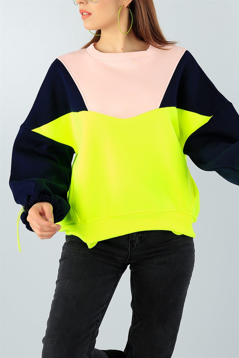 Renkli Şardonlu Bayan Sweat 45650