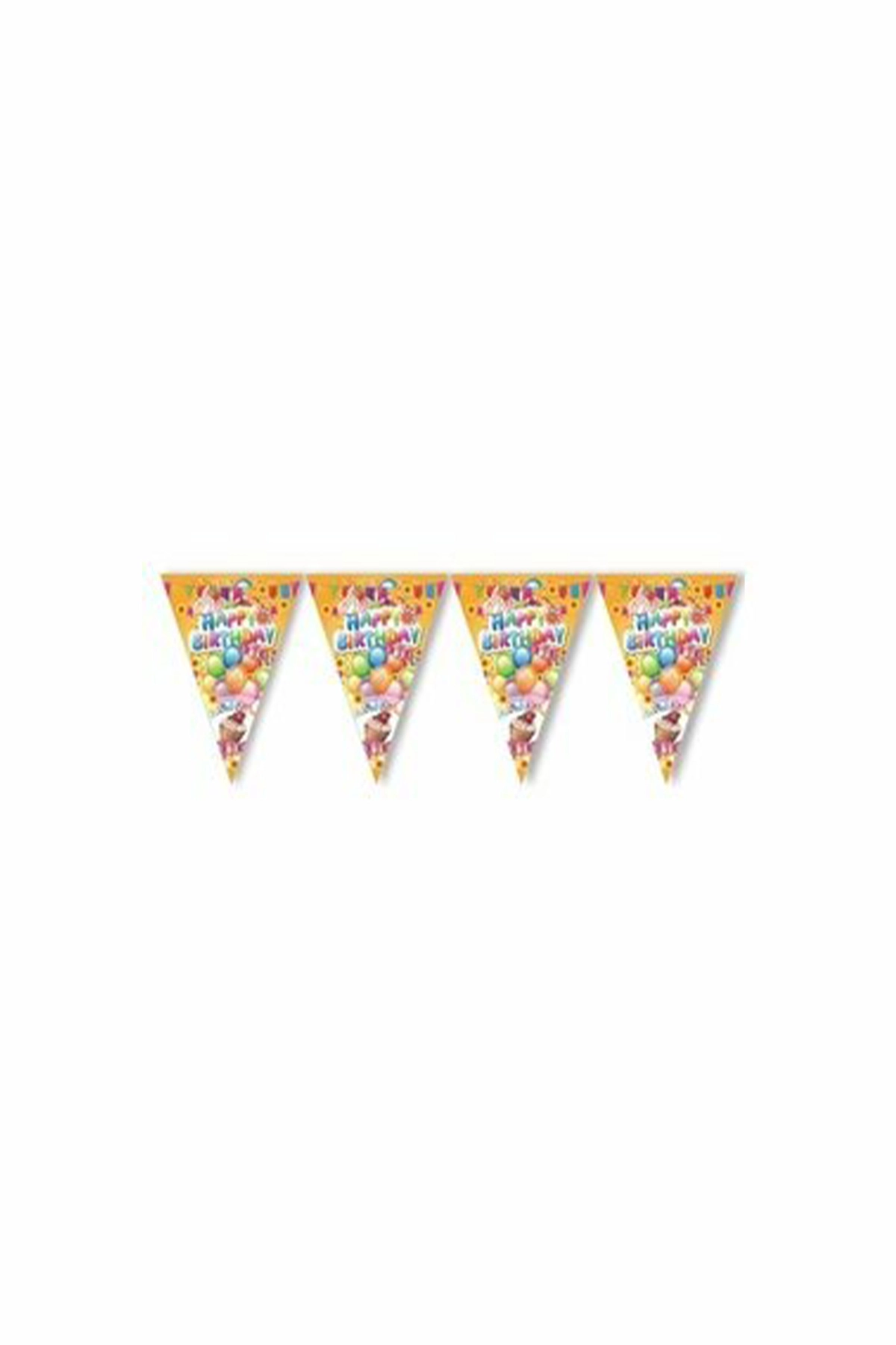 Renkli Üçgen Flama Happy Birthday 301585