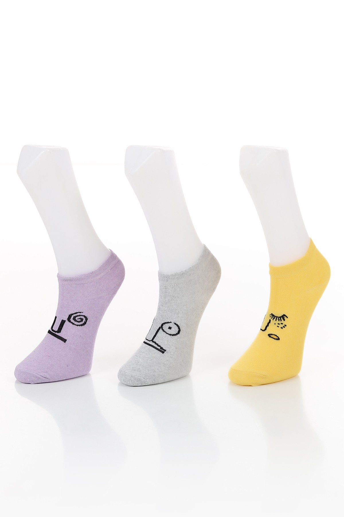 Renkli Üçlü Patik Çorap 132808