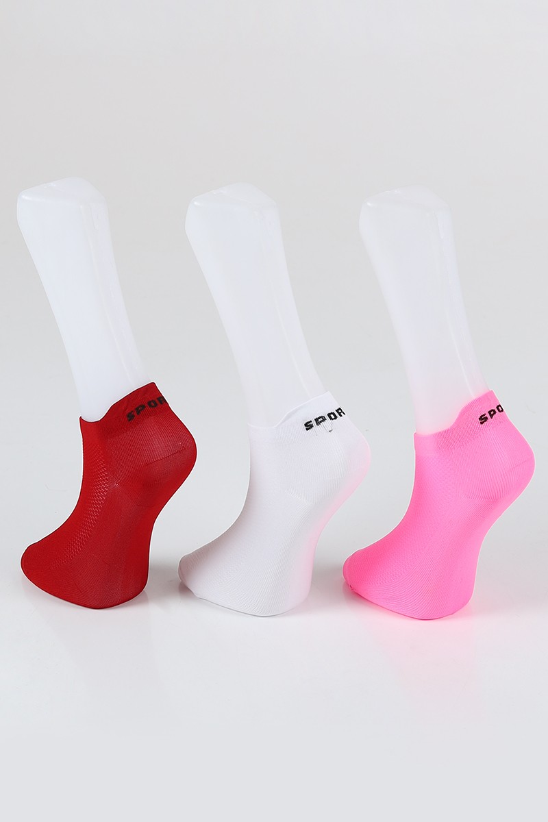 Renkli Üçlü Patik Çorap 85056