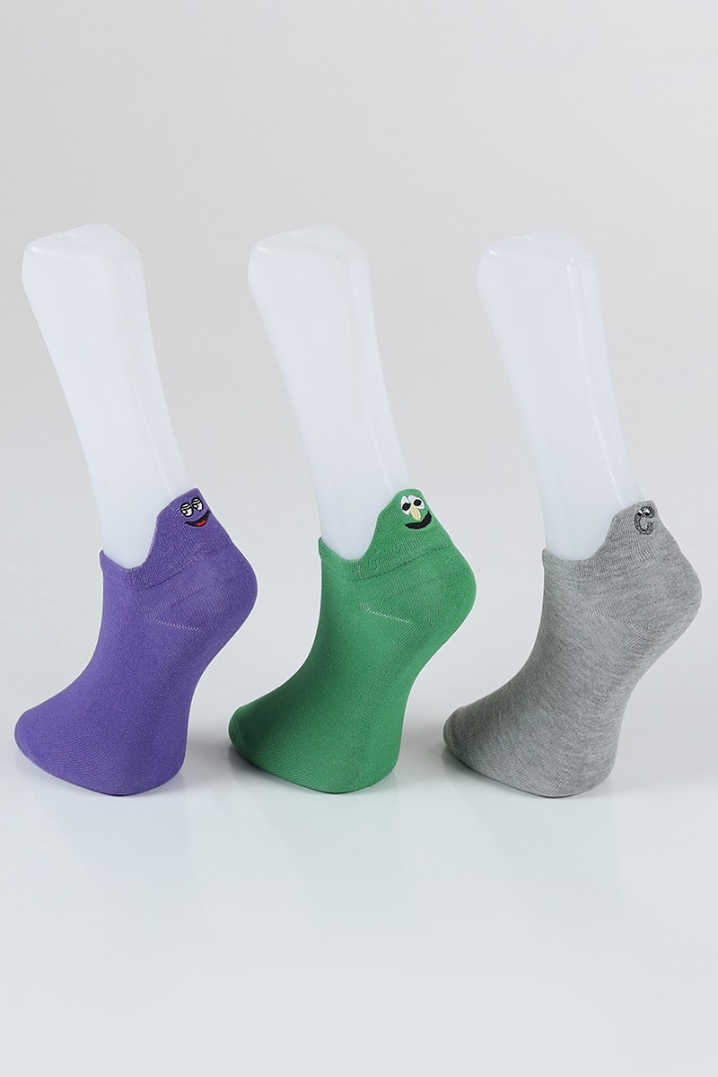 Renkli Üçlü Patik Çorap 85065