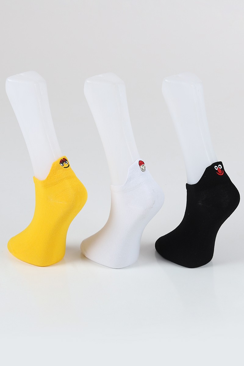 Renkli Üçlü Patik Çorap 85066