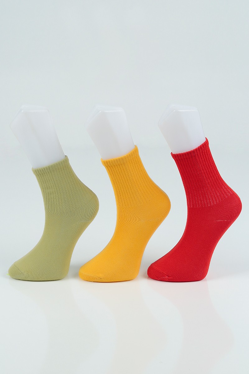 Renkli Üçlü Soket Çorap 100786