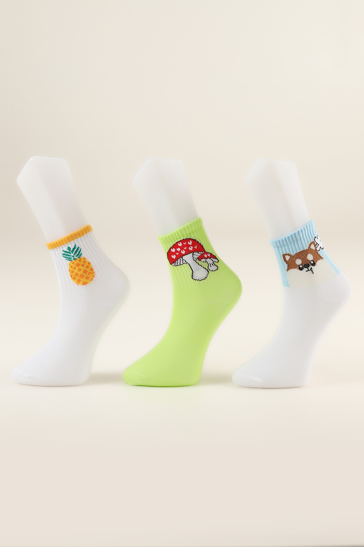 Renkli Üçlü Soket Çorap 204404