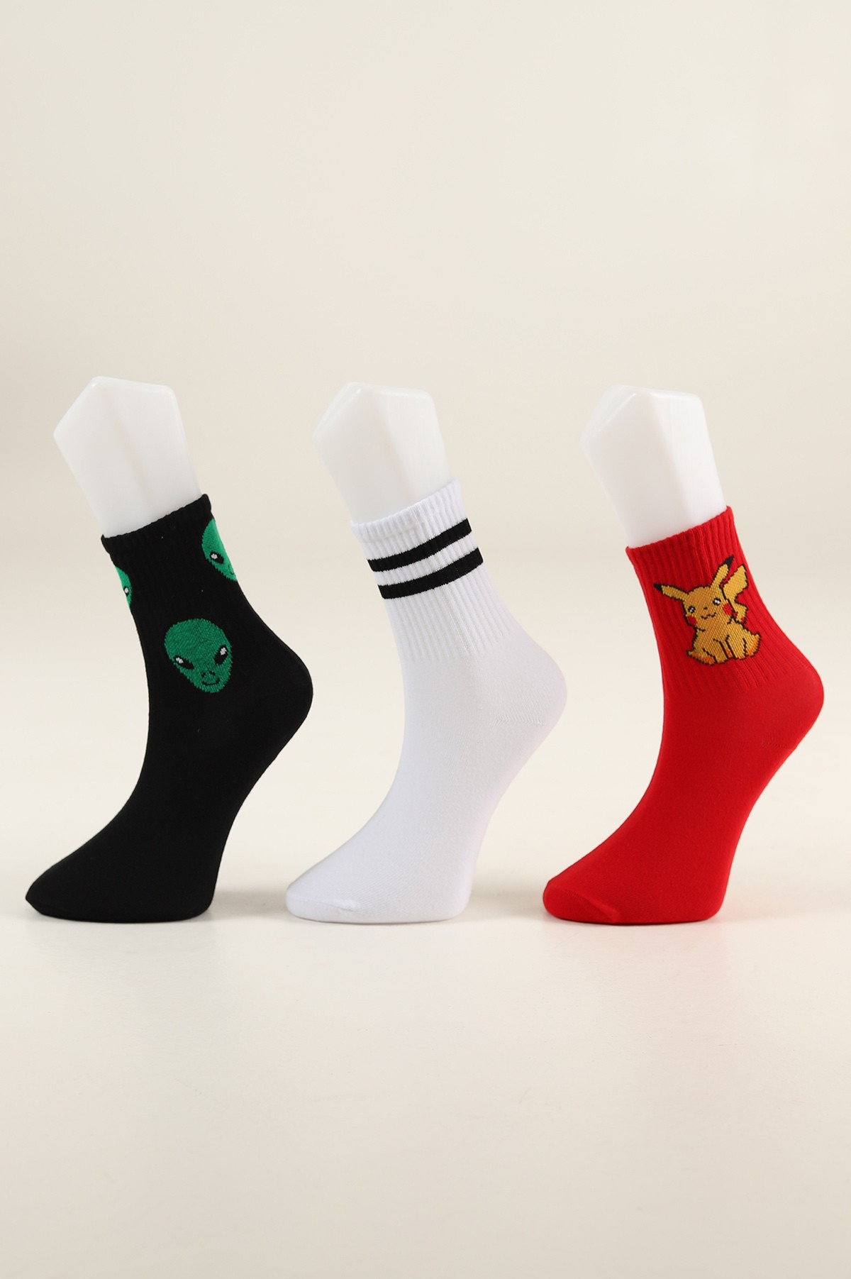 Renkli Üçlü Soket Çorap 206080