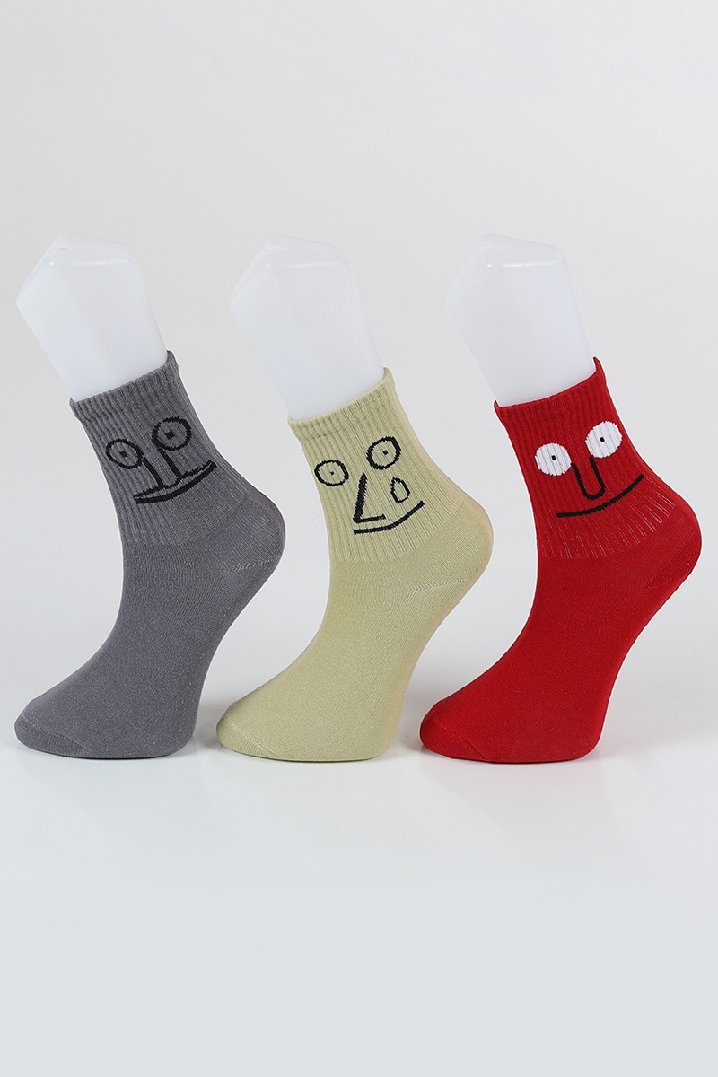 Renkli Üçlü Soket Çorap 85084