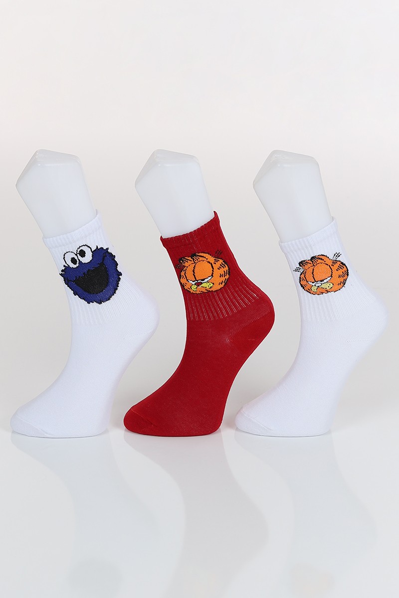 Renkli Üçlü Soket Çorap 91641