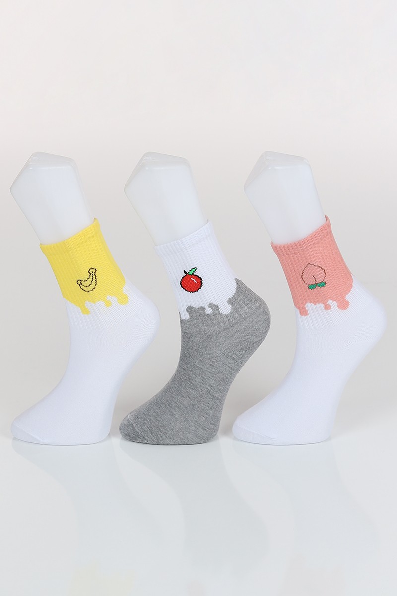 Renkli Üçlü Soket Çorap 91642