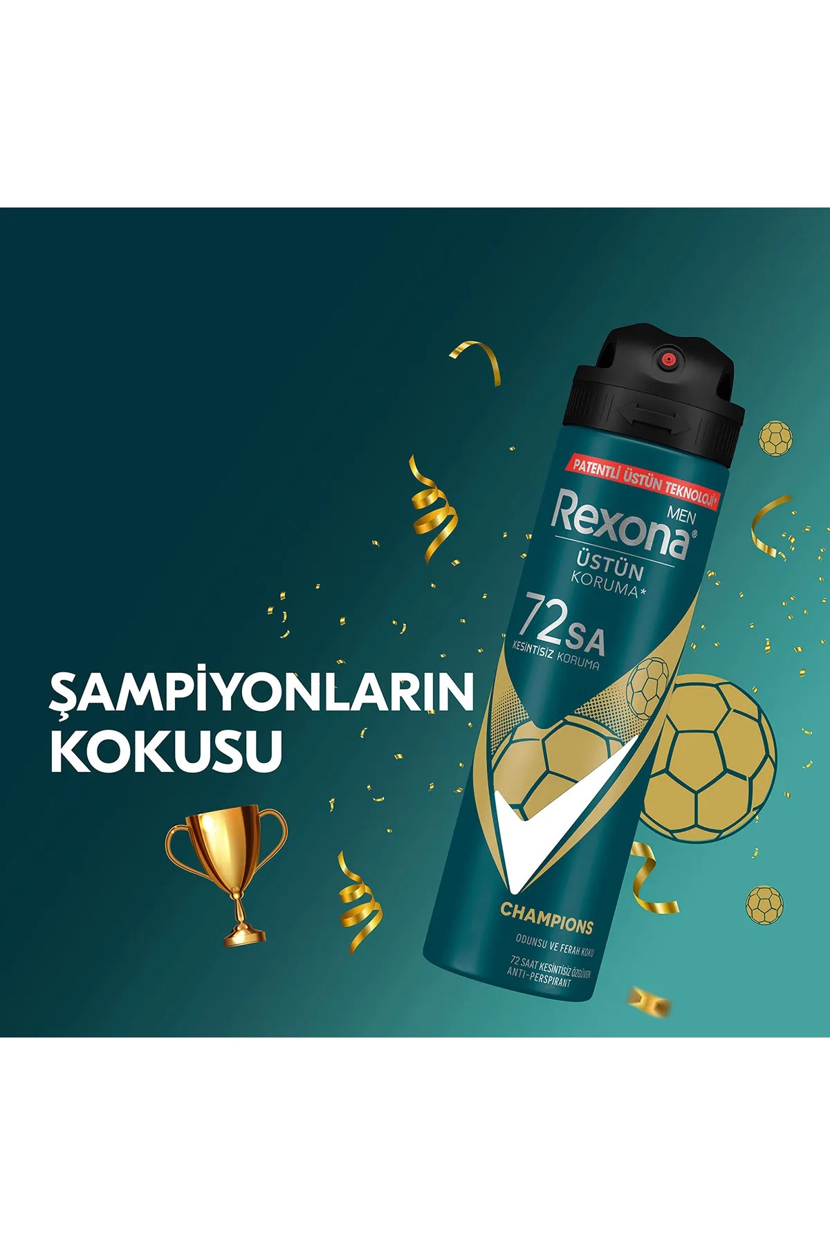 Rexona Men Erkek Sprey Deodorant Champions 72 Saat Kesintisiz Koruma 150 ml 286791