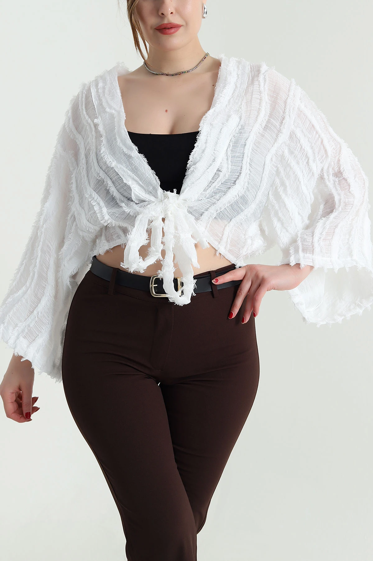 Saçaklı Kimono Kadın Bluz 467013