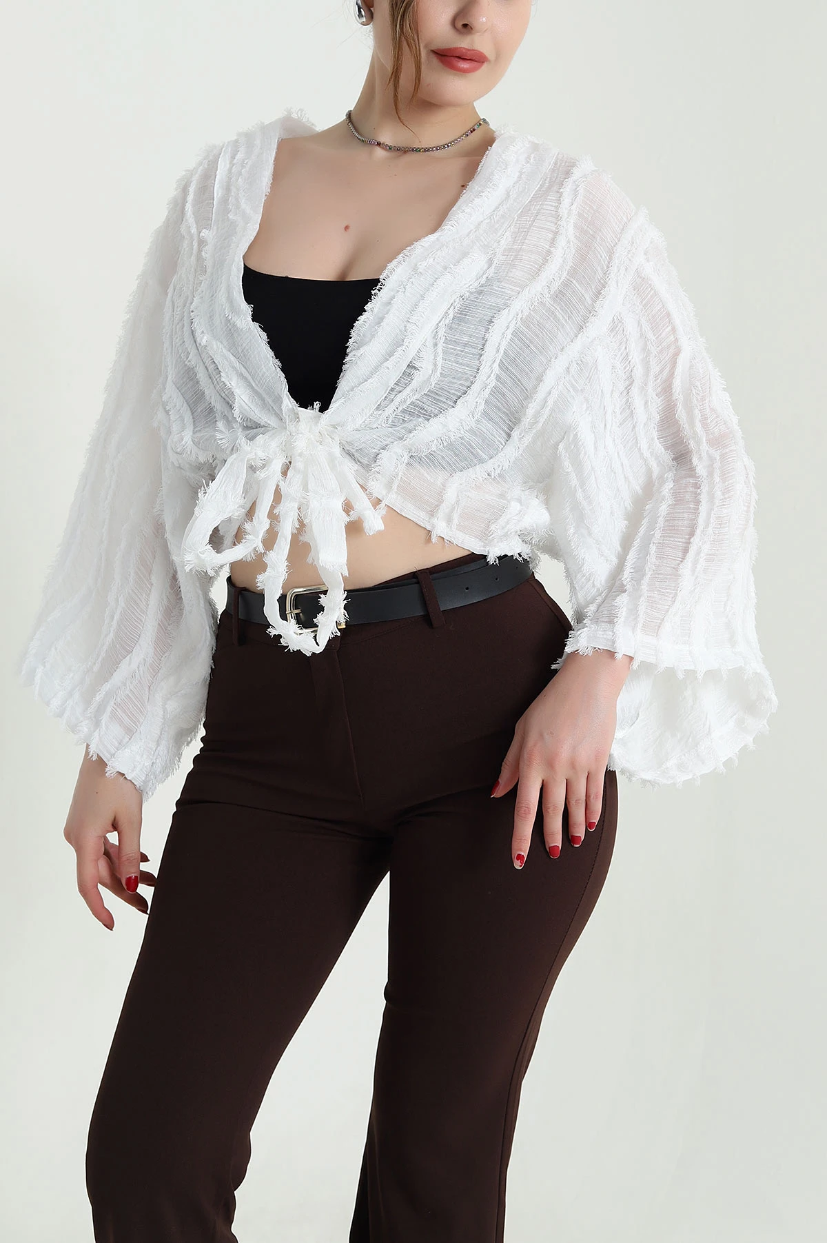 Saçaklı Kimono Kadın Bluz 467013