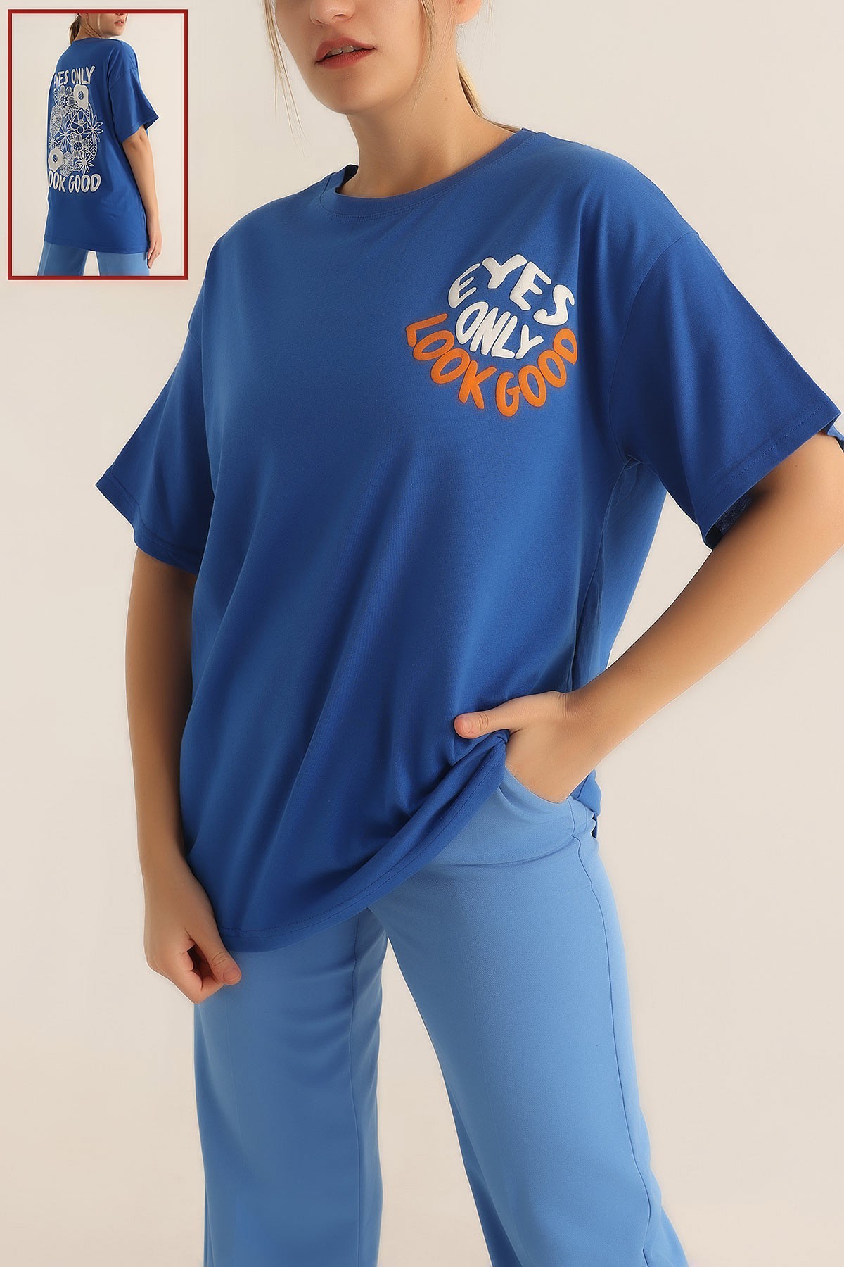 Saks Mavi Baskılı Bayan Tişört 186548