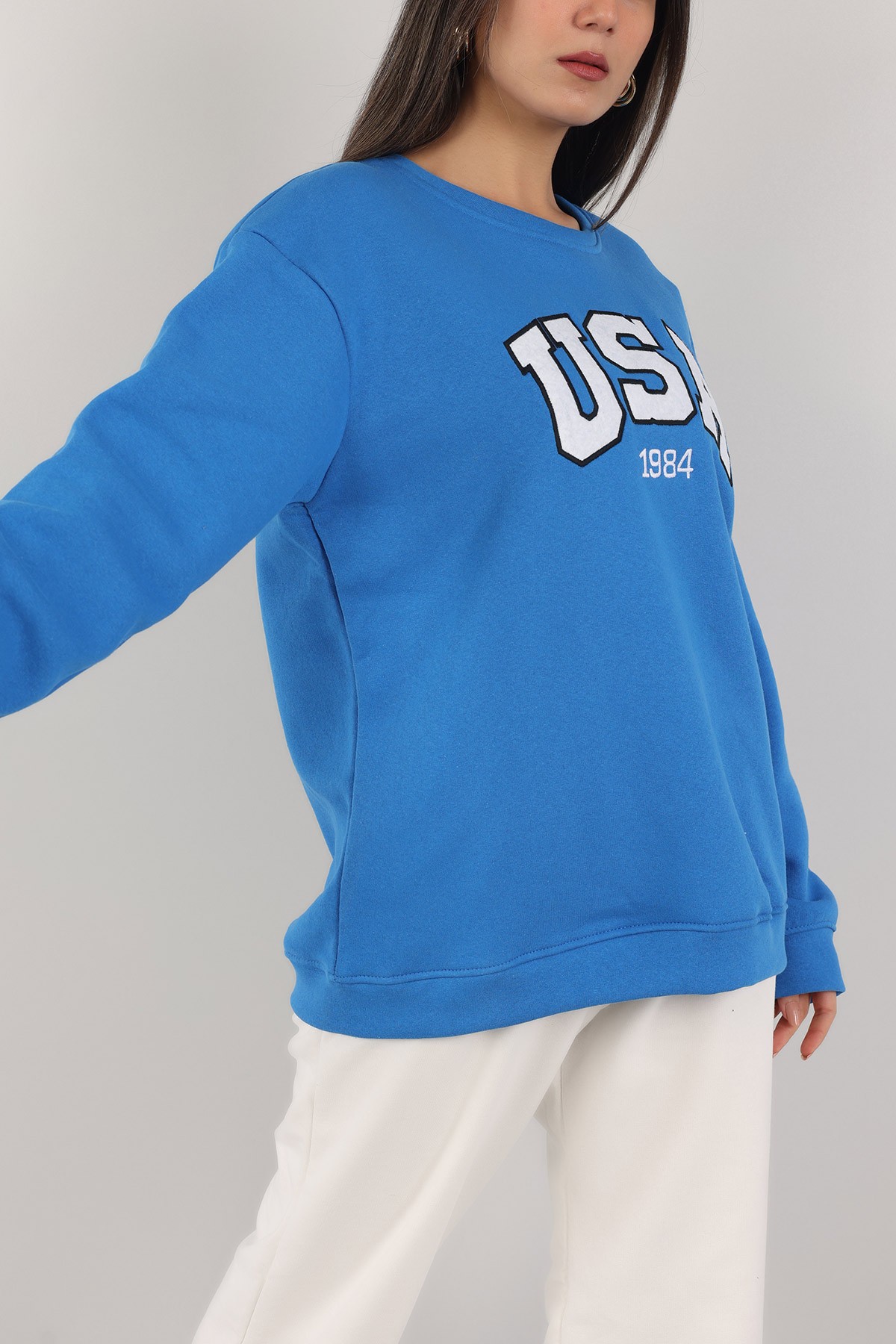 Saks Mavi İçi Şardonlu Bayan Sweat -T 149391