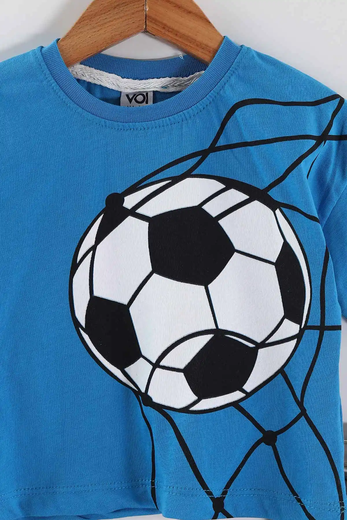 Saks Mavisi (0-4 Yaş) Futbol Topu Baskılı Tişörtlü Şortlu Süprem Erkek Çocuk Yazlık Takım 457383