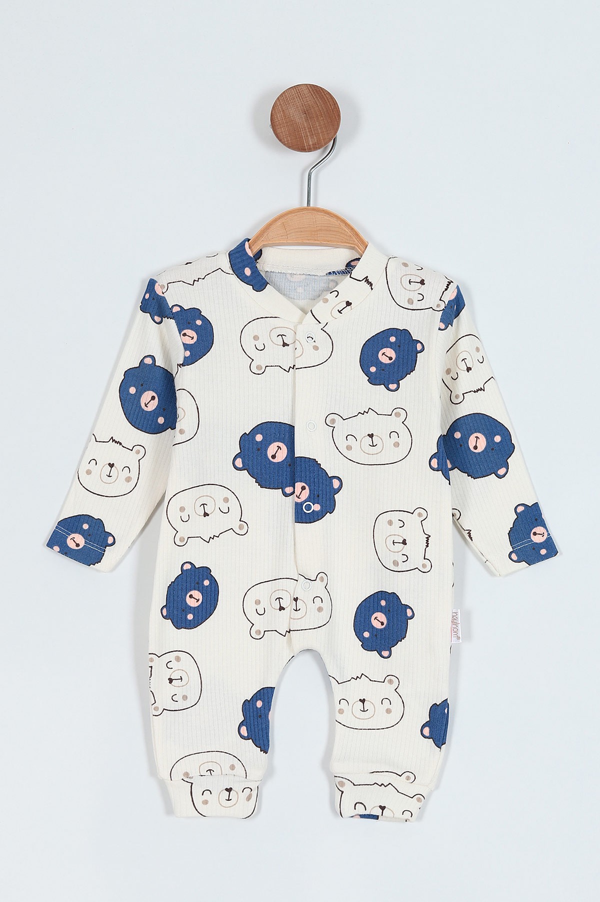 Saks Mavisi (0-6 Ay)Ayıcık Baskılı Erkek Bebe Tulum 209367