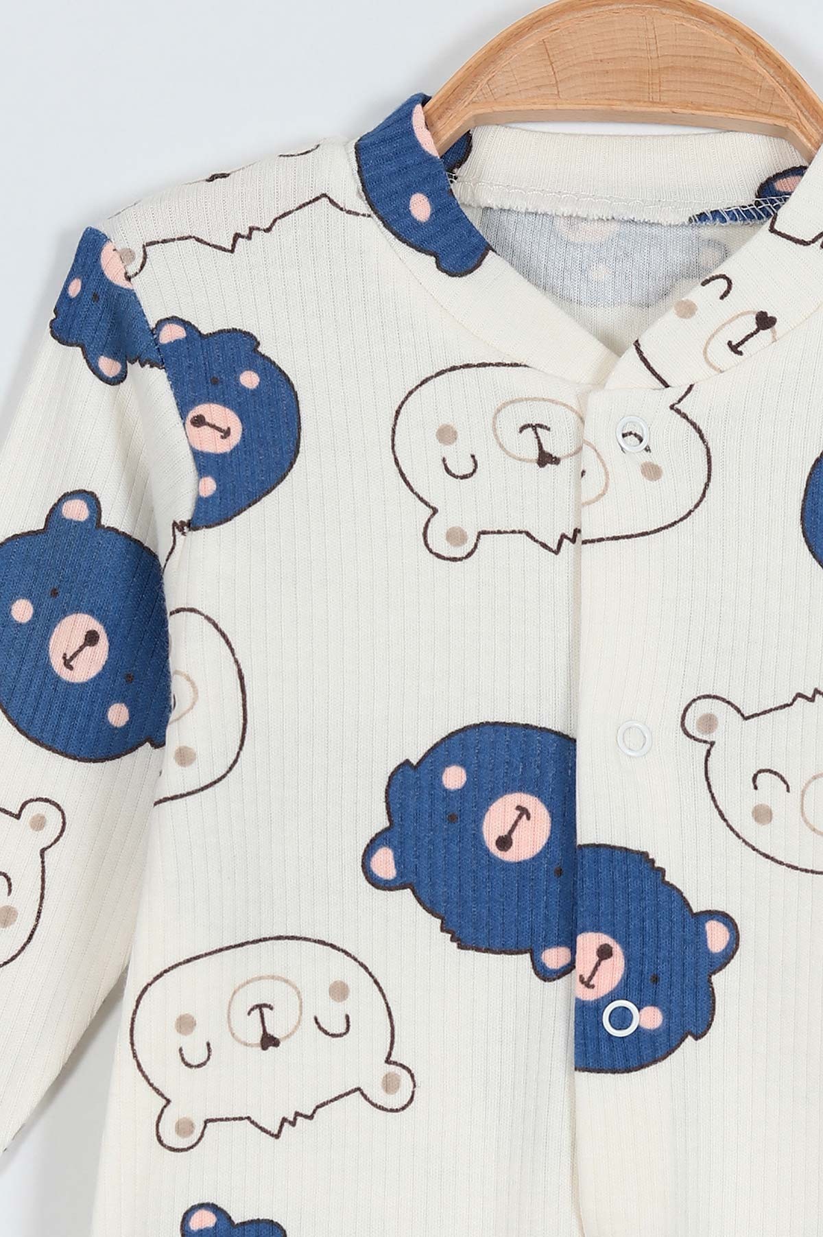 Saks Mavisi (0-6 Ay)Ayıcık Baskılı Erkek Bebe Tulum 209367