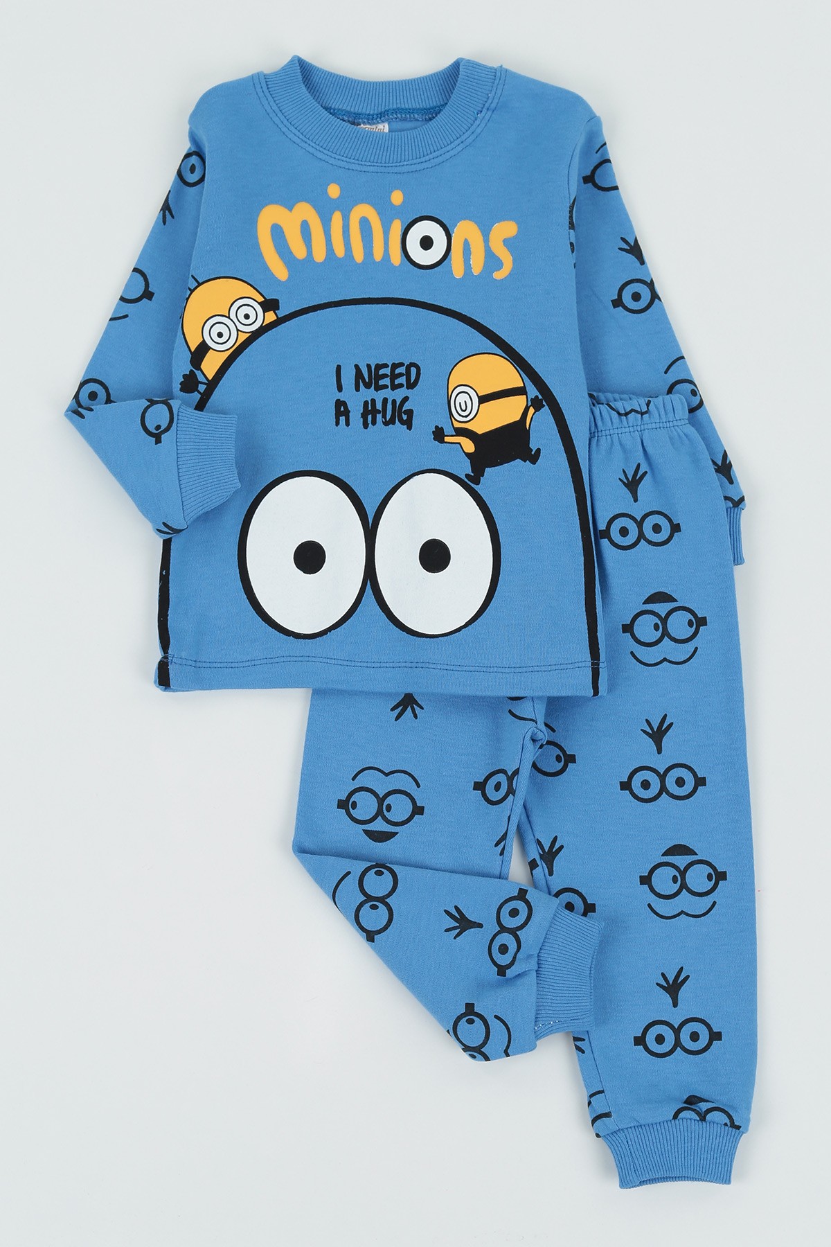 Saks Mavisi (1-3 Yaş) Minyon Baskılı Erkek Çocuk Pijama Takımı 130825