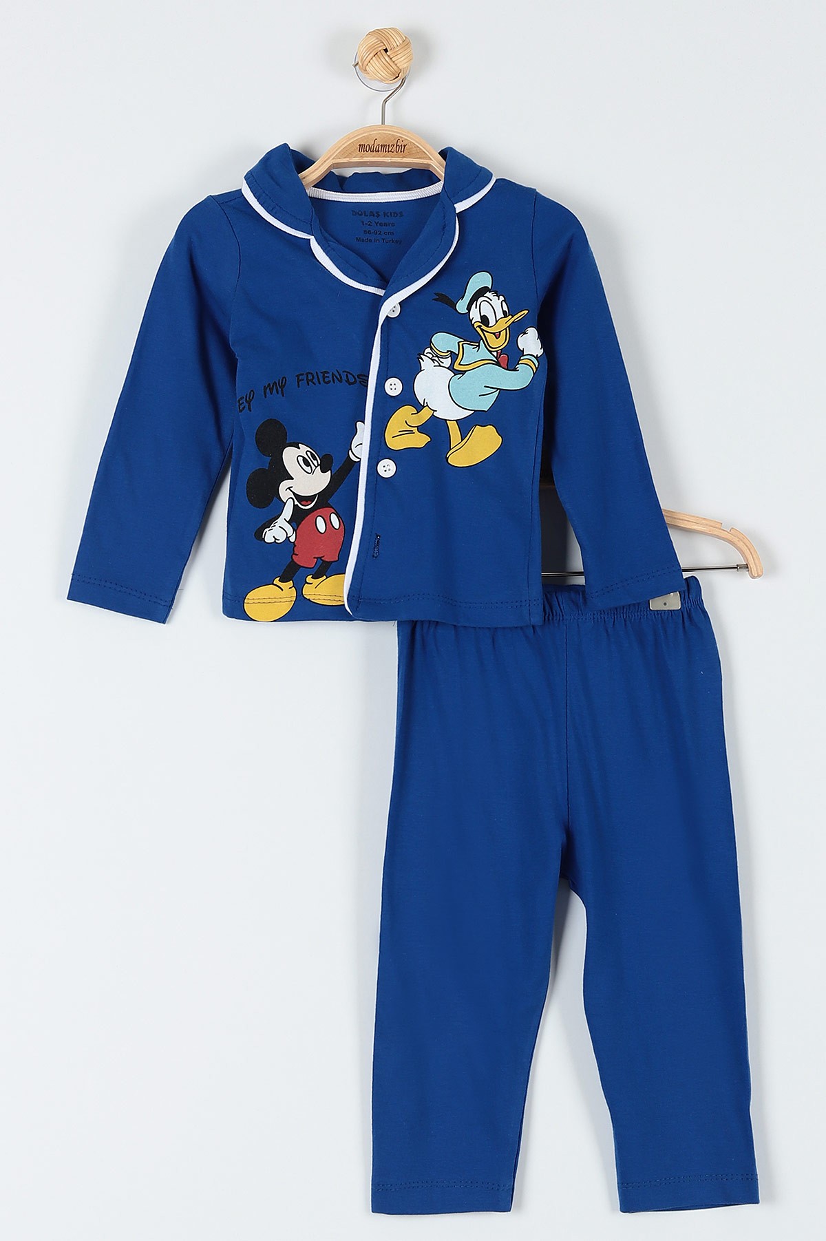 Saks Mavisi (1-3 Yaş) Ördek Baskılı Erkek Bebe Pijama Takım 181874