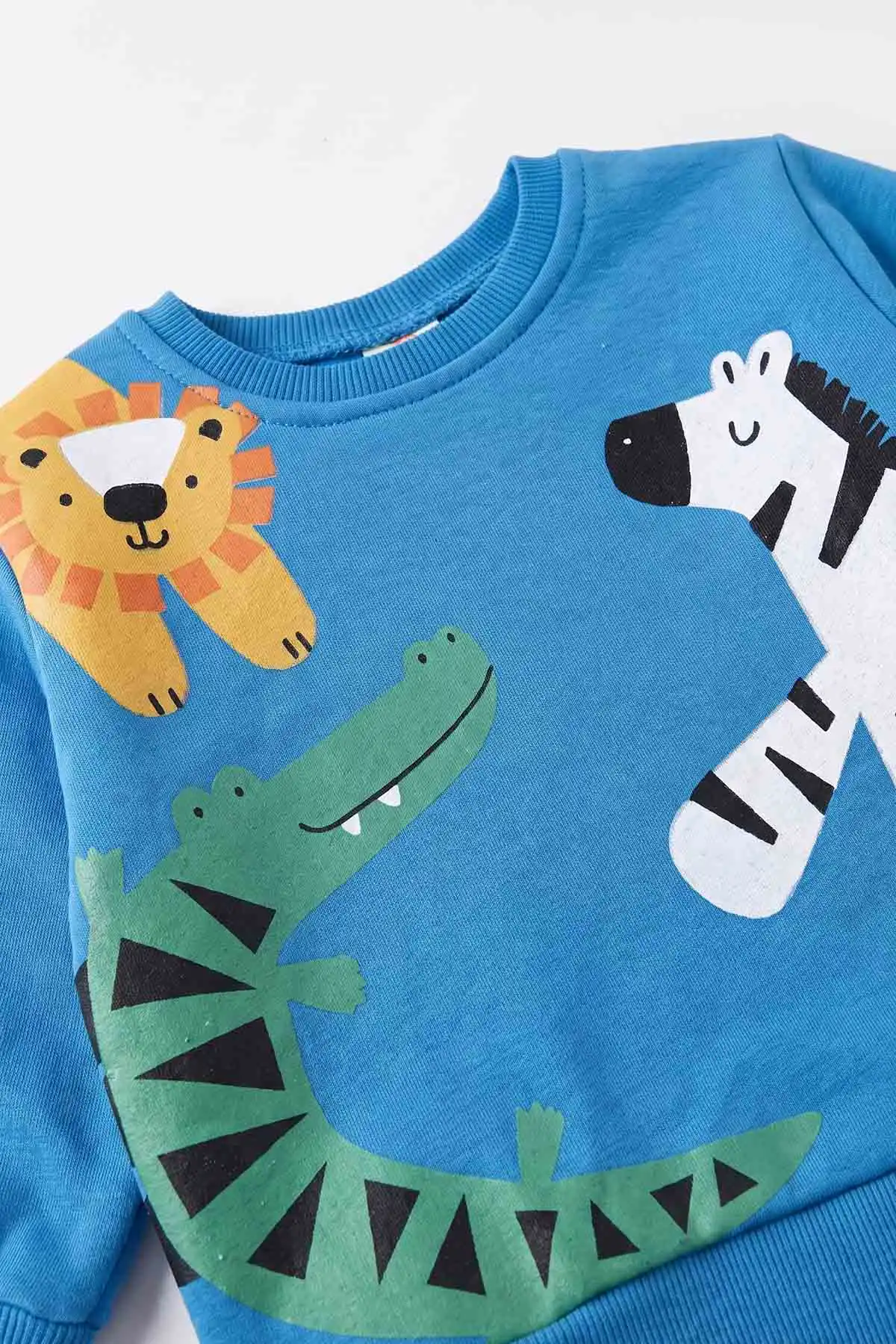 Saks Mavisi (1-4 Yaş)Timsah ve Aslan Baskılı 3 İp Şardonlu Erkek Çocuk&Bebek Kışlık Takım 489492