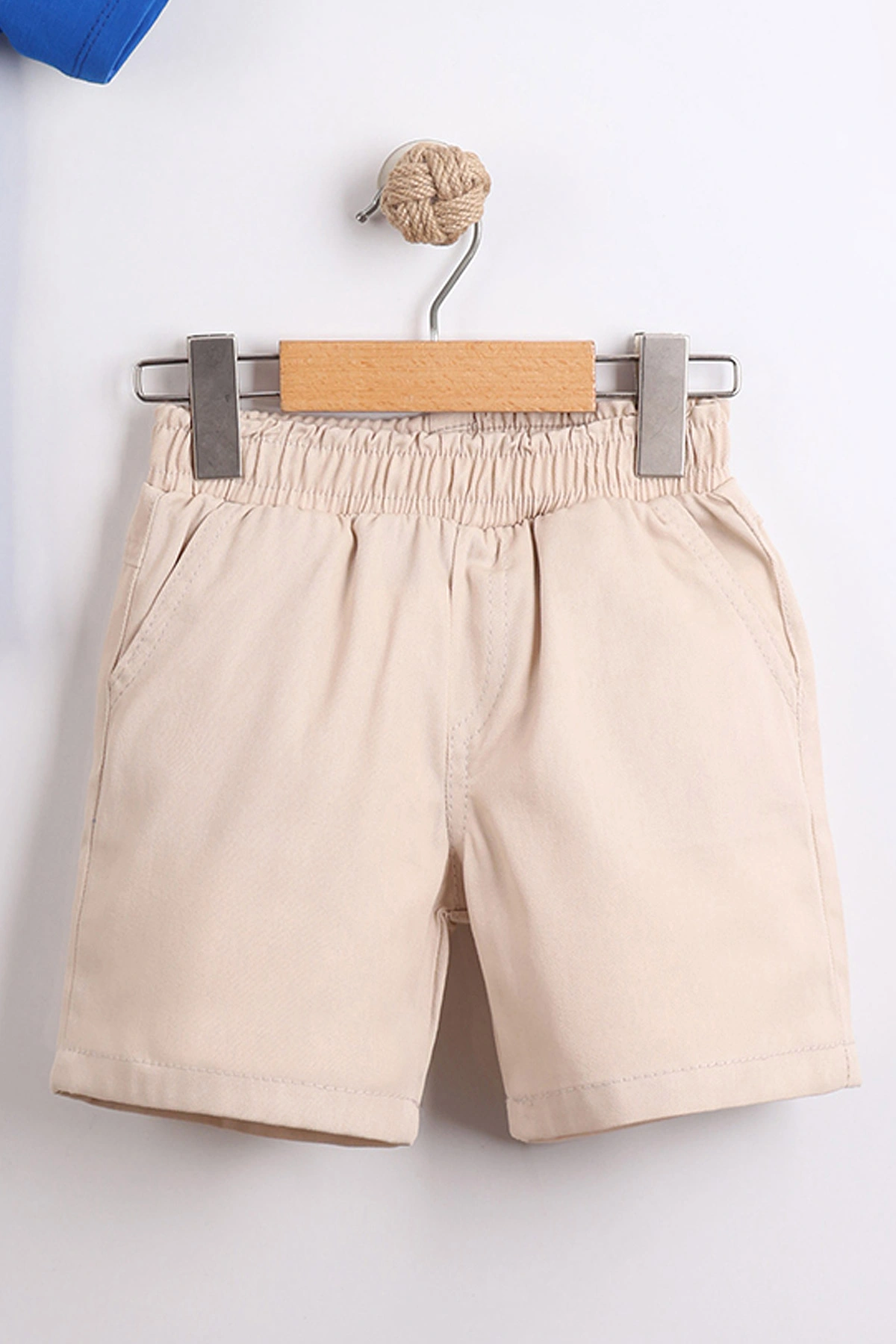 Saks Mavisi (10-13 Yaş)Gömlek Yaka Düğmeli Gabardin Şortlu Erkek Çocuk Takım 457662