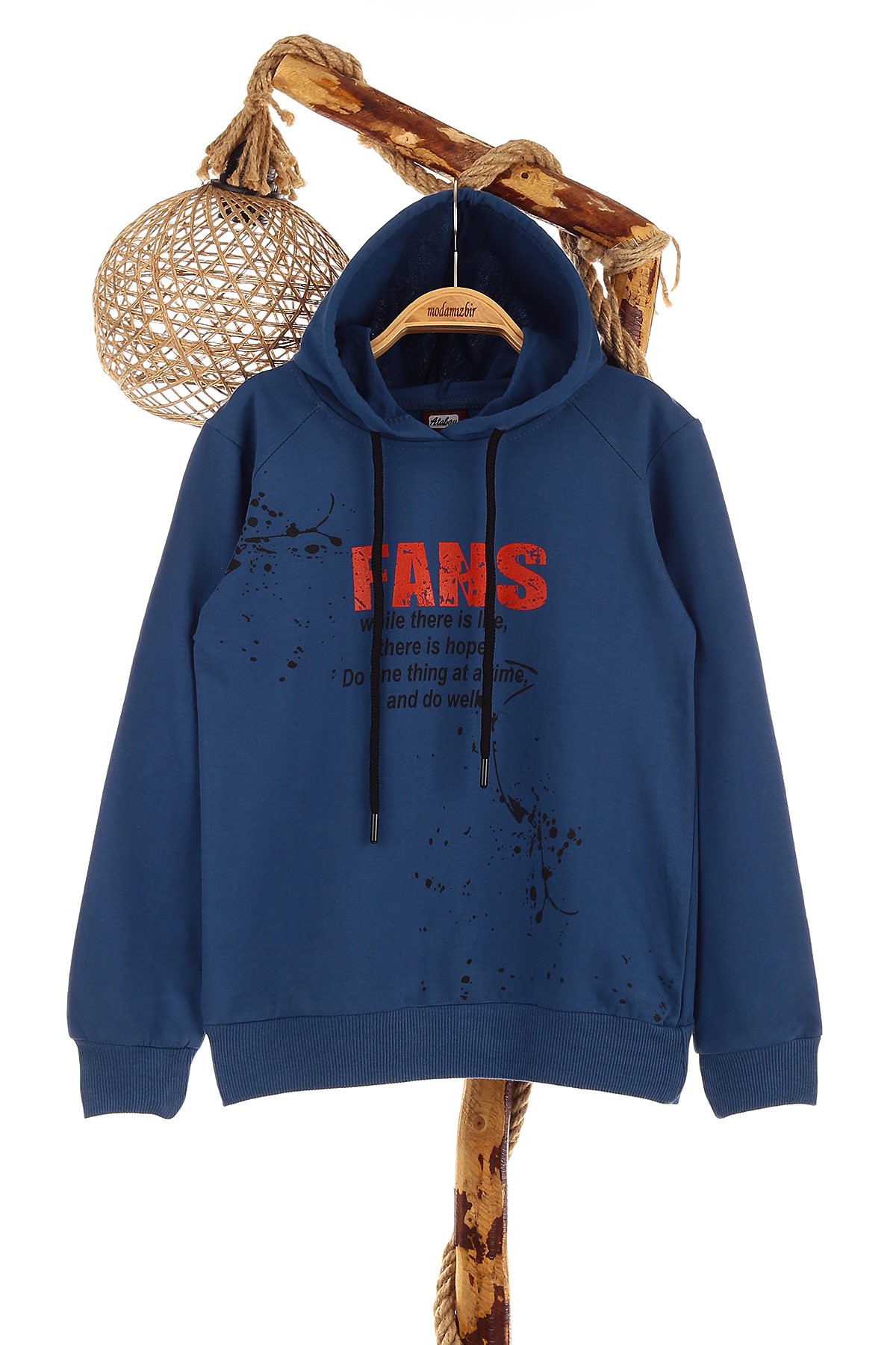 Saks Mavisi (13-16 Yaş) Fans Baskılı Kapüşonlu İki İp Erkek Çocuk Sweat 151706