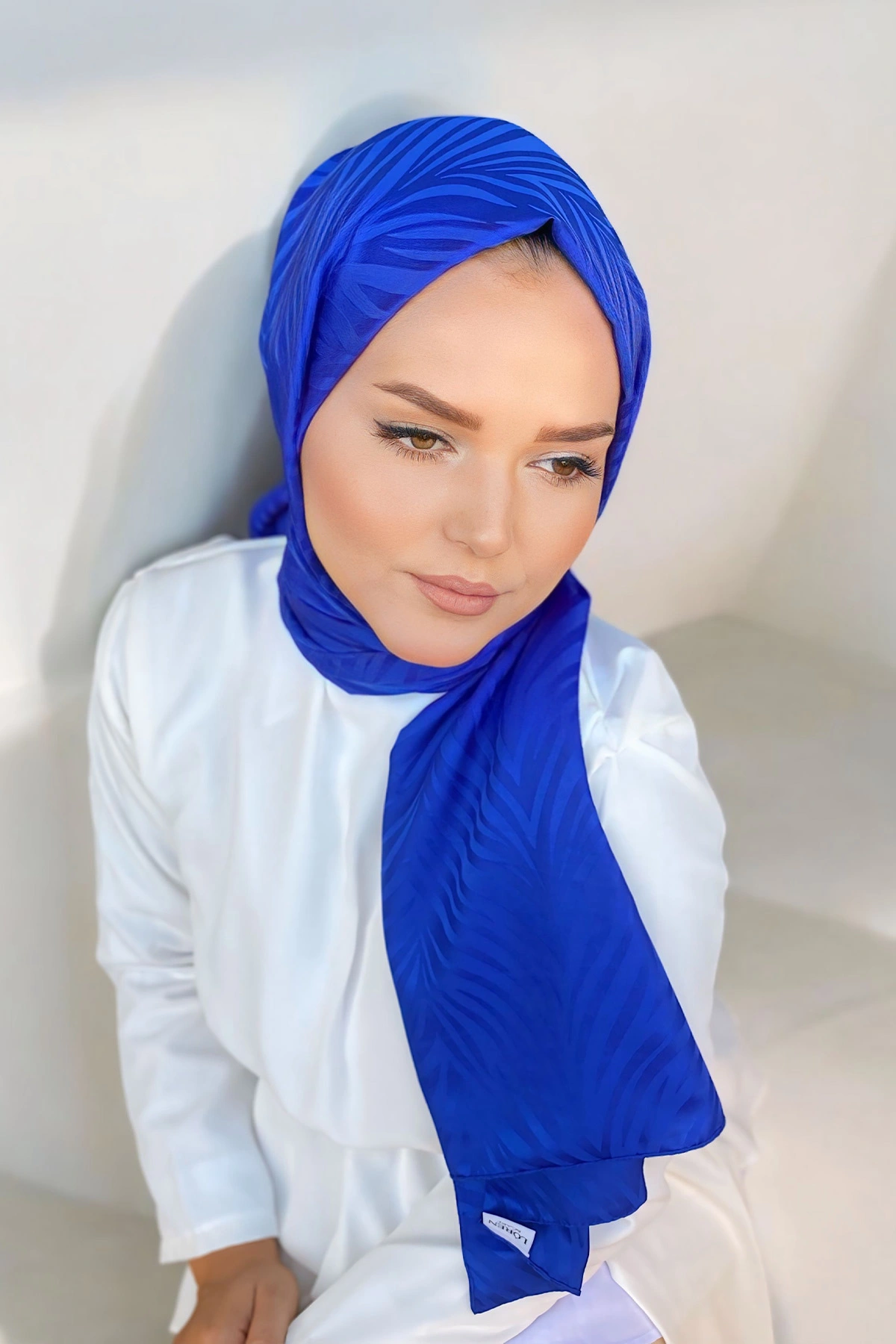 Saks Mavisi 180x70 Jakar İpeksi Zebra Desen Şal 270890
