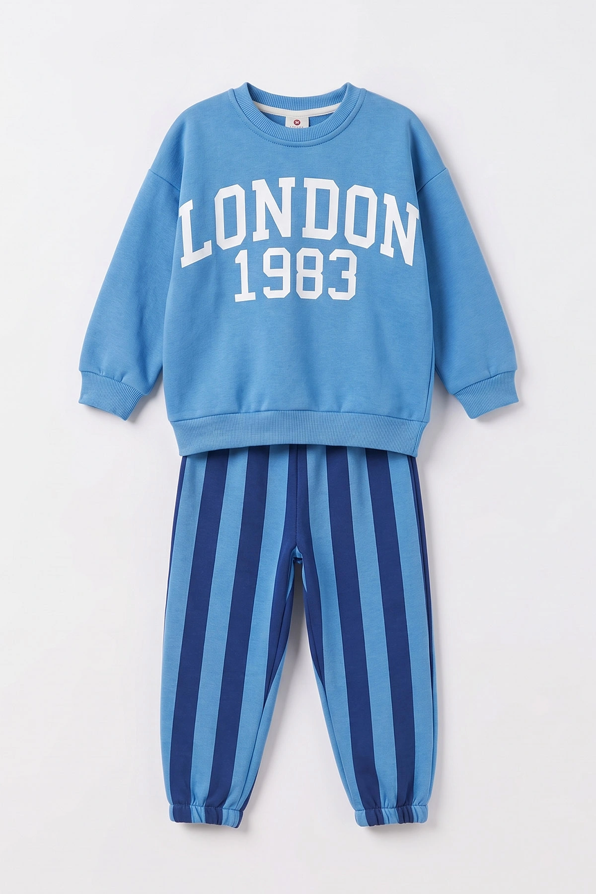 Saks Mavisi (3-10 Yaş)  London Baskılı 3 İp Şardonlu Erkek Çocuk Kışlık Takım 495839
