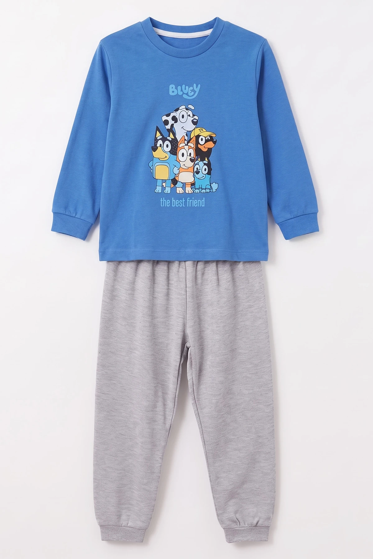 Saks Mavisi (3-8 Yaş) Karakter Baskılı İnterlok Kumaş Erkek Çocuk Pijama Takım 491036