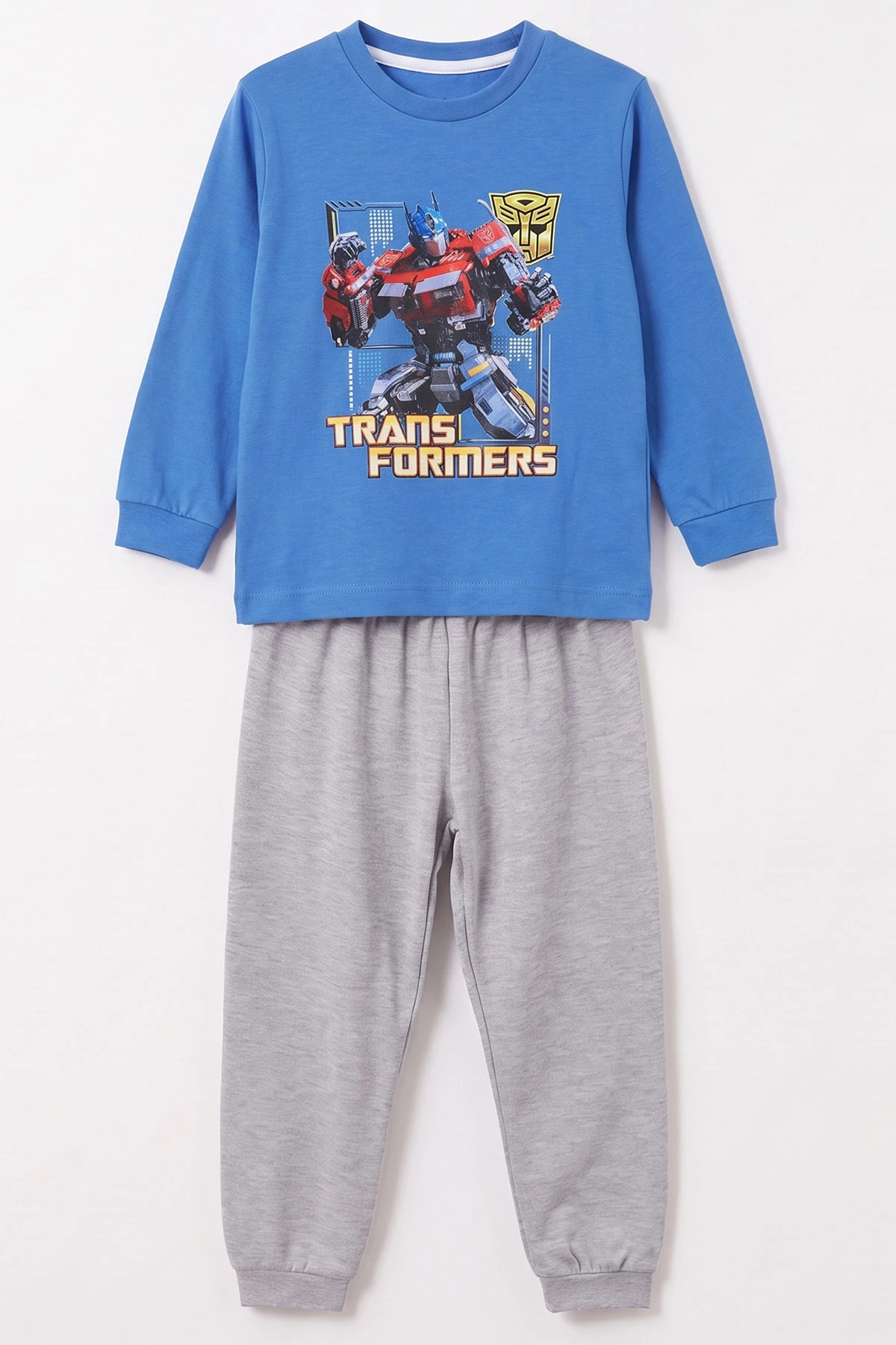Saks Mavisi (3-8 Yaş) Karakter Baskılı İnterlok Kumaş Erkek Çocuk Pijama Takım 491041