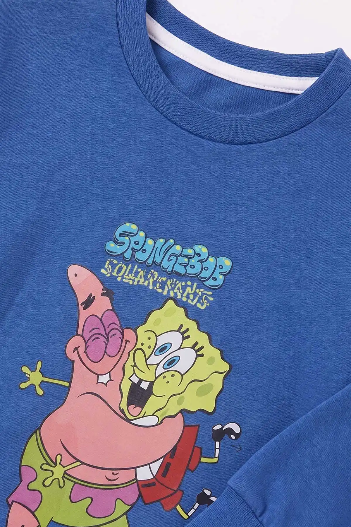 Saks Mavisi (3-8 Yaş) Karakter Baskılı İnterlok Kumaş Erkek Çocuk Pijama Takım 491045