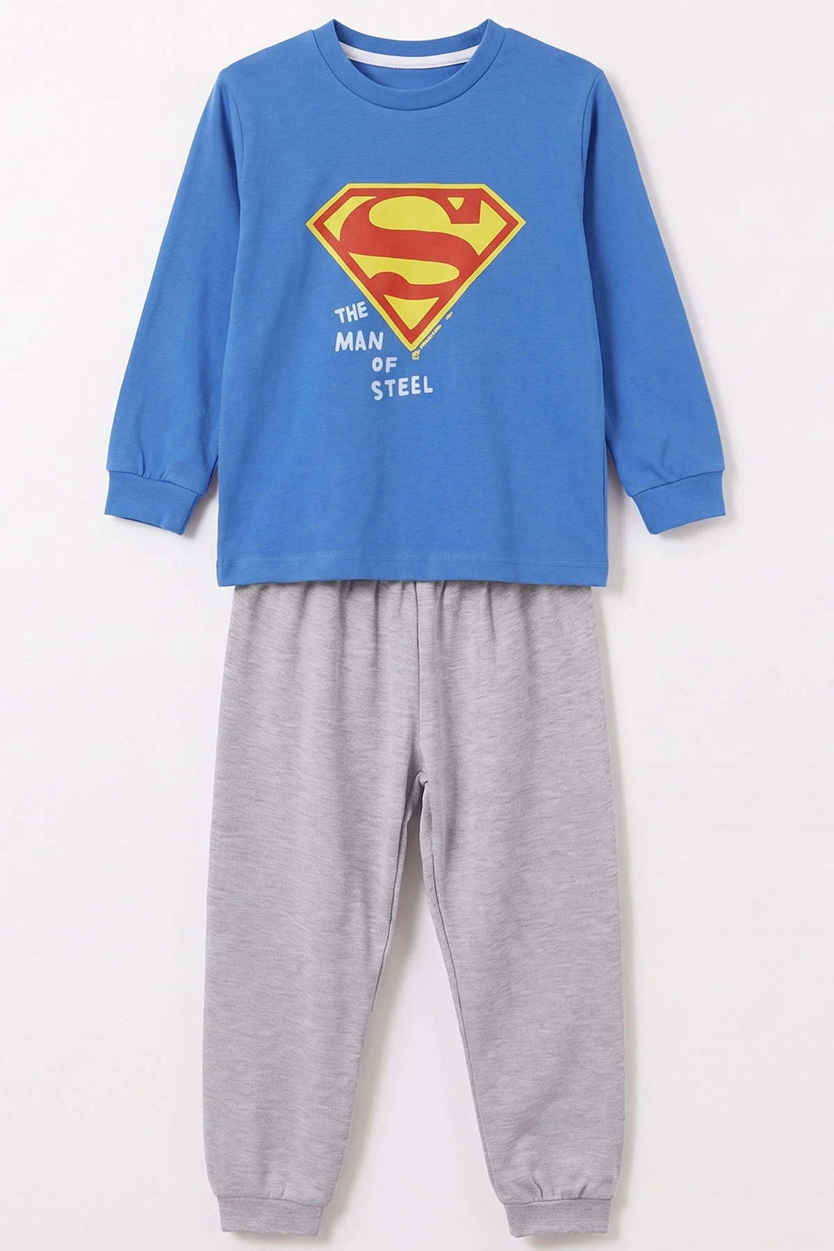 Saks Mavisi (3-8 Yaş) Karakter Baskılı İnterlok Kumaş Erkek Çocuk Pijama Takım 491047