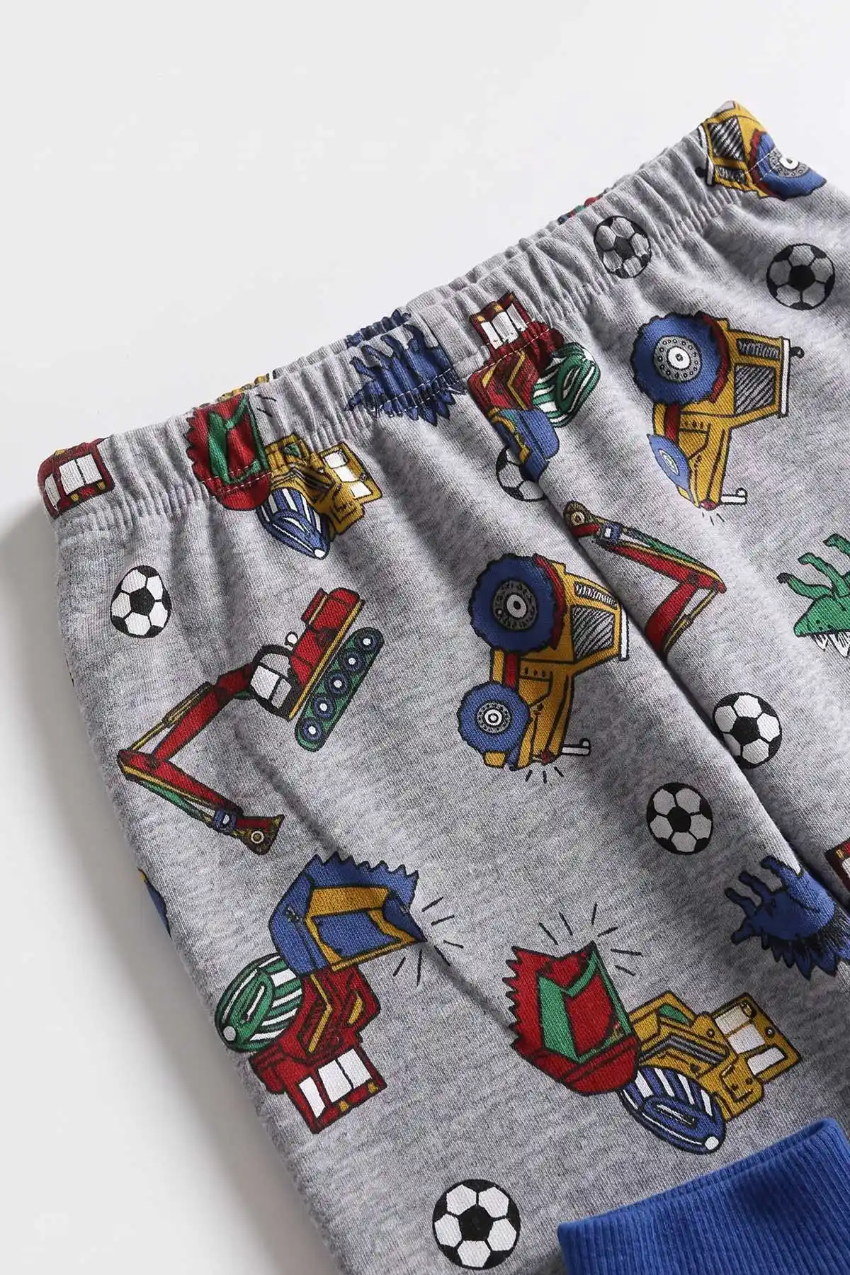Saks Mavisi (4-10 Yaş) Desenli 2 İp Erkek Çocuk Pijama Takım 483320