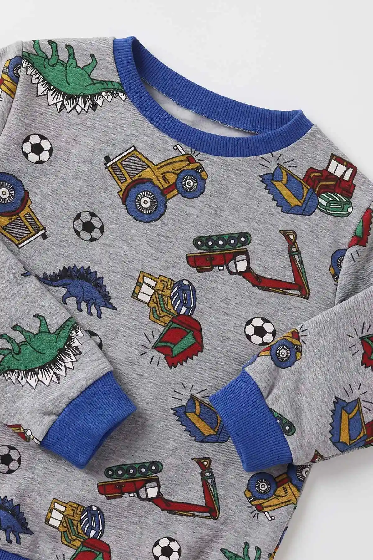 Saks Mavisi (4-10 Yaş) Desenli 2 İp Erkek Çocuk Pijama Takım 483320