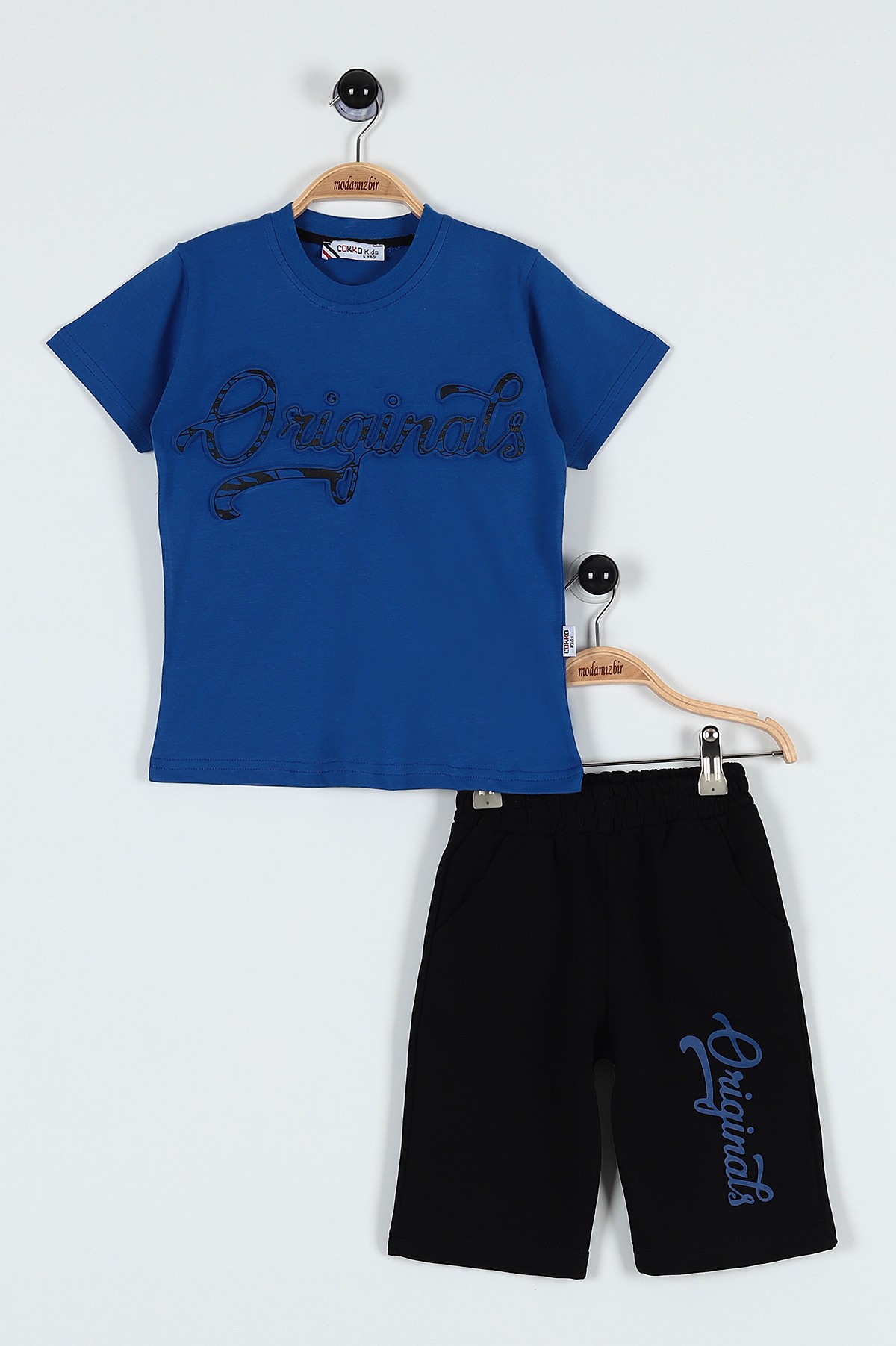 Saks Mavisi (5-8 Yaş) Originals Baskılı Şortlu Erkek Çocuk Takım 182935
