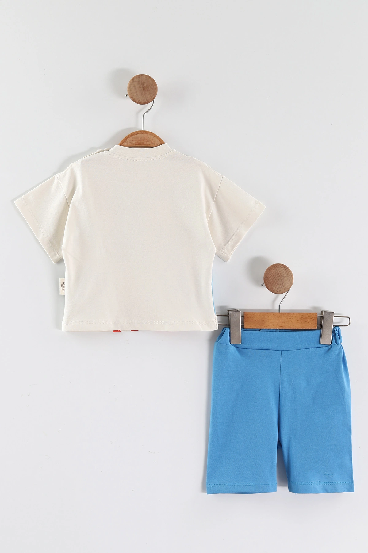 Saks Mavisi (6-24 Ay) Safari Baskılı Cep Detaylı Erkek Bebek Yazlık Takım 467673