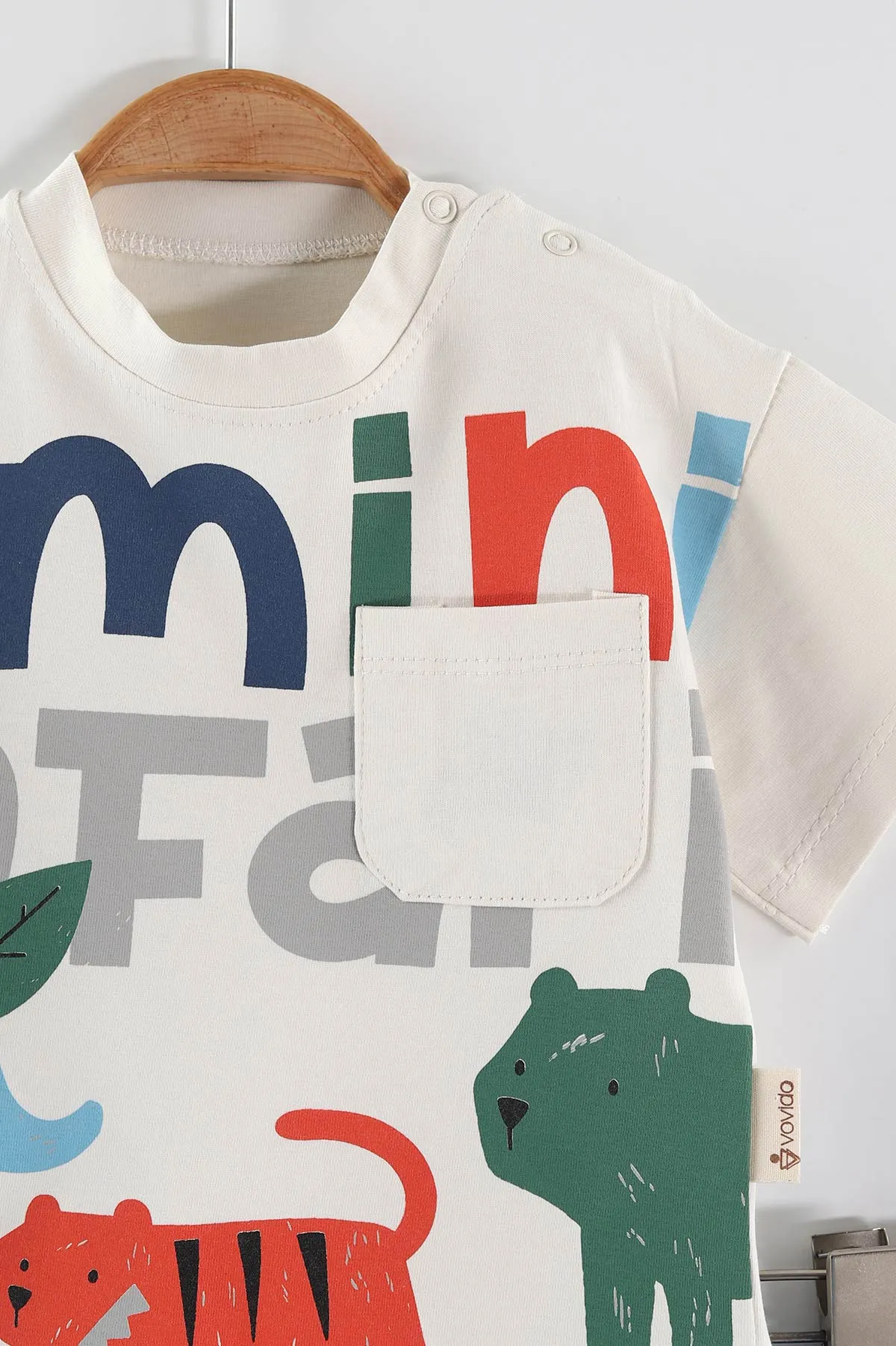 Saks Mavisi (6-24 Ay) Safari Baskılı Cep Detaylı Erkek Bebek Yazlık Takım 467673