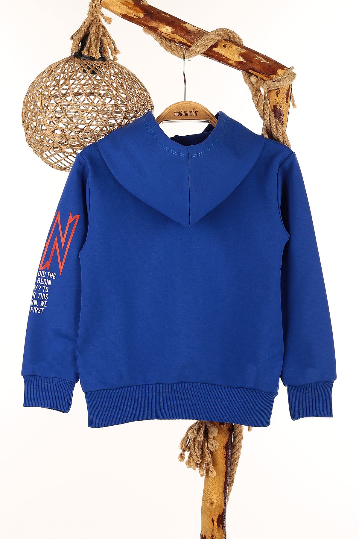 Saks Mavisi (9-12 Yaş) Gang Baskılı Kapşonlu Erkek Çocuk Sweat 148979