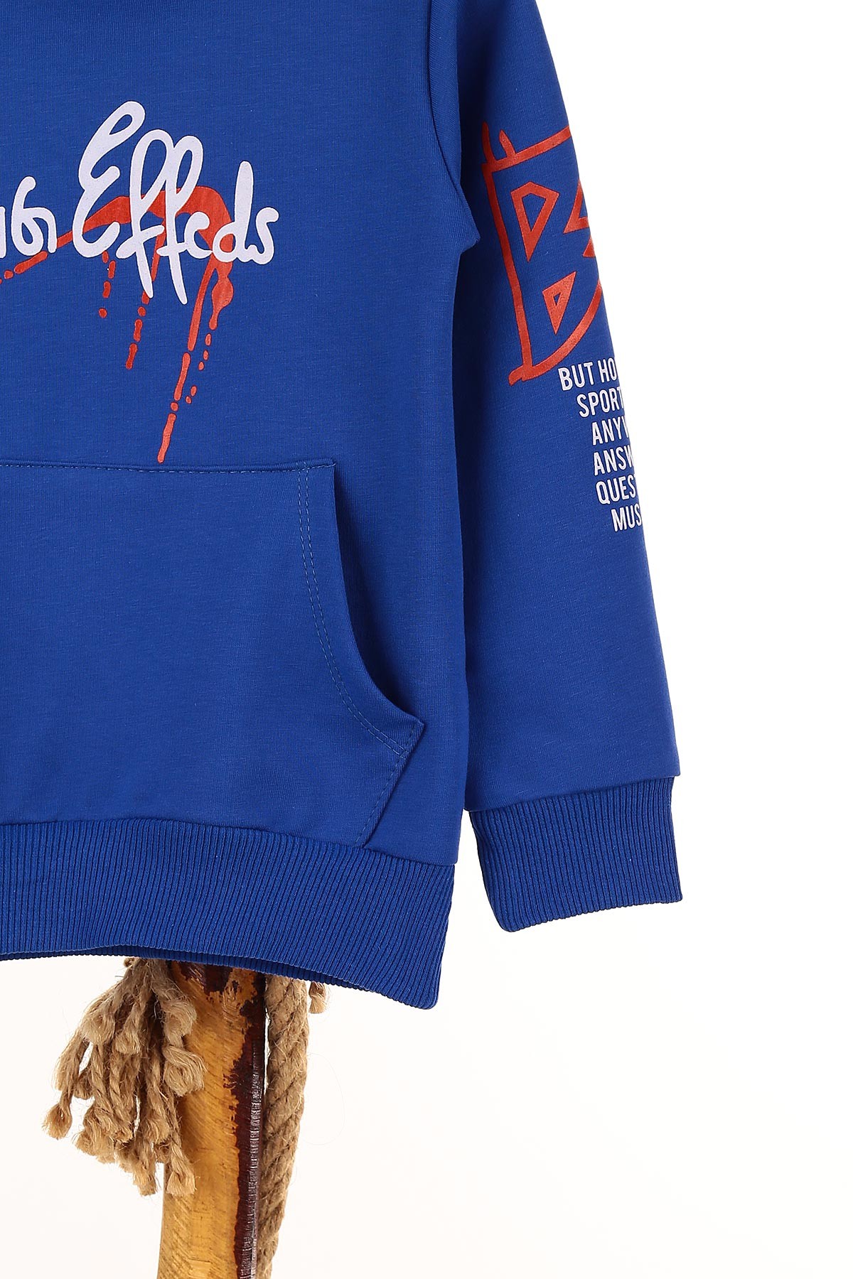 Saks Mavisi (9-12 Yaş) Gang Baskılı Kapşonlu Erkek Çocuk Sweat 148979