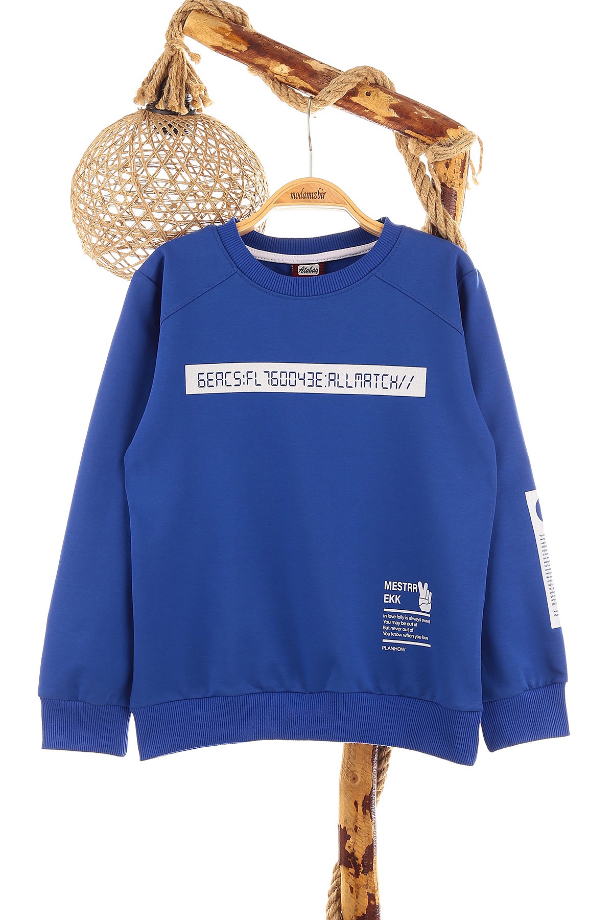 Saks Mavisi (9-12 Yaş) Mestar Baskılı Erkek Çocuk Sweat 154293