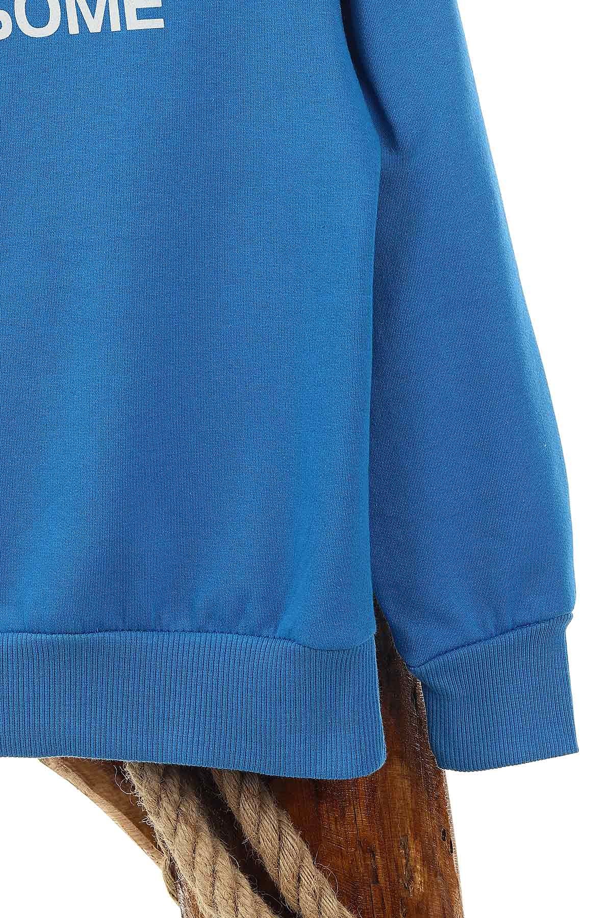 Saks Mavisi (9-12 Yaş) Navigatör Baskılı İki İp Şardonlu Erkek Çocuk Sweat 148940