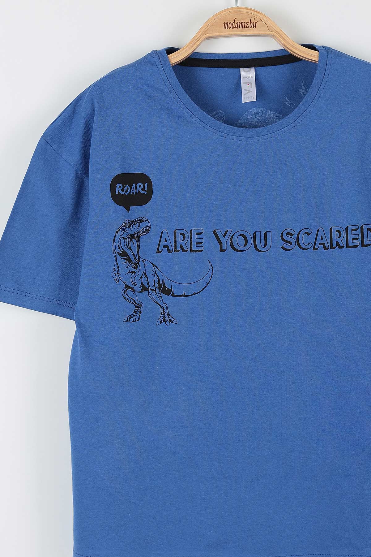 Saks Mavisi (9-12 Yaş) Roar Dinazor Baskılı Erkek Çocuk Tişört 164024