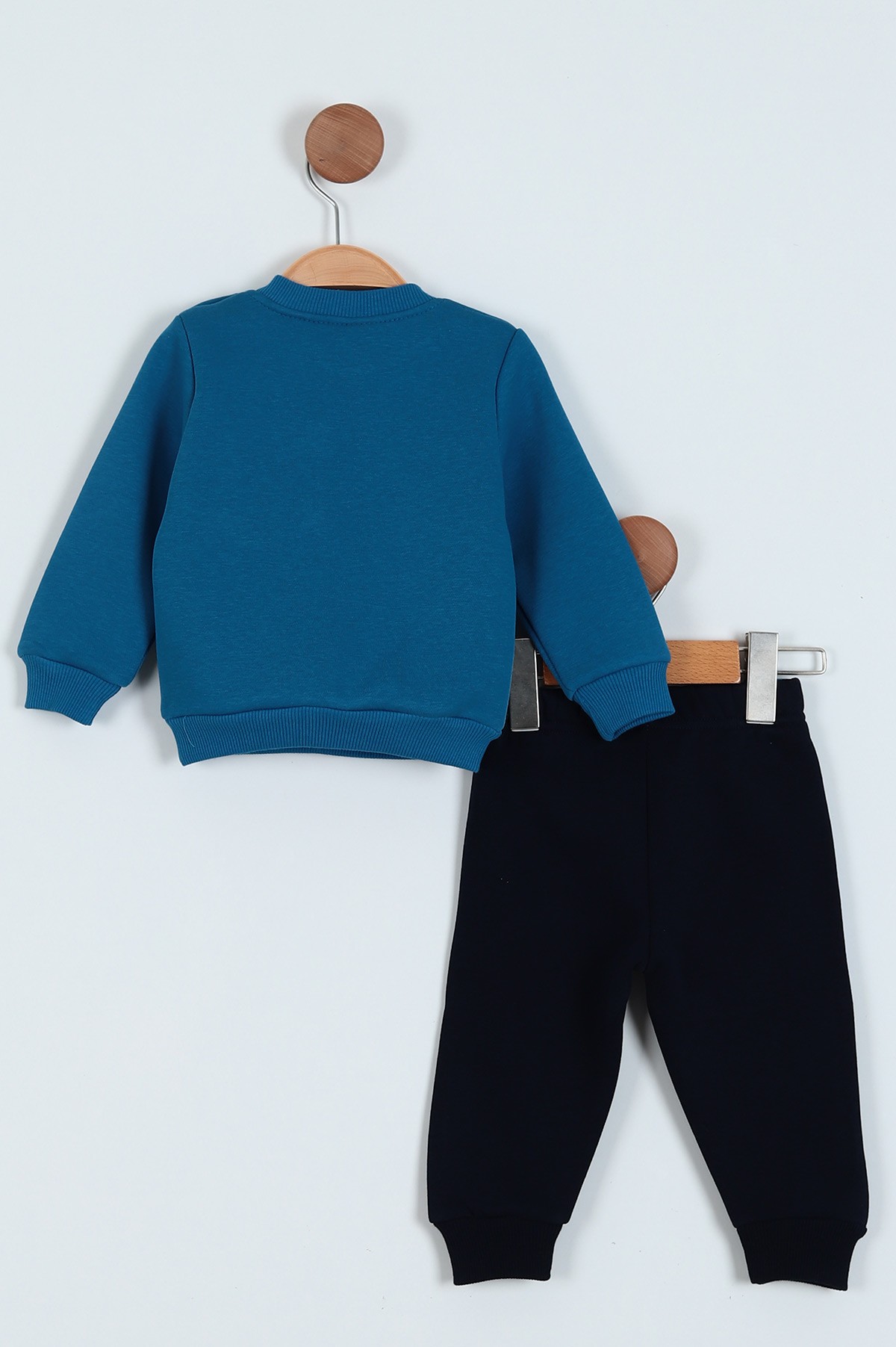 Saks Mavisi (9-24 Ay) Baskılı 3 İp Şardonlu Erkek Bebe Takım 226020